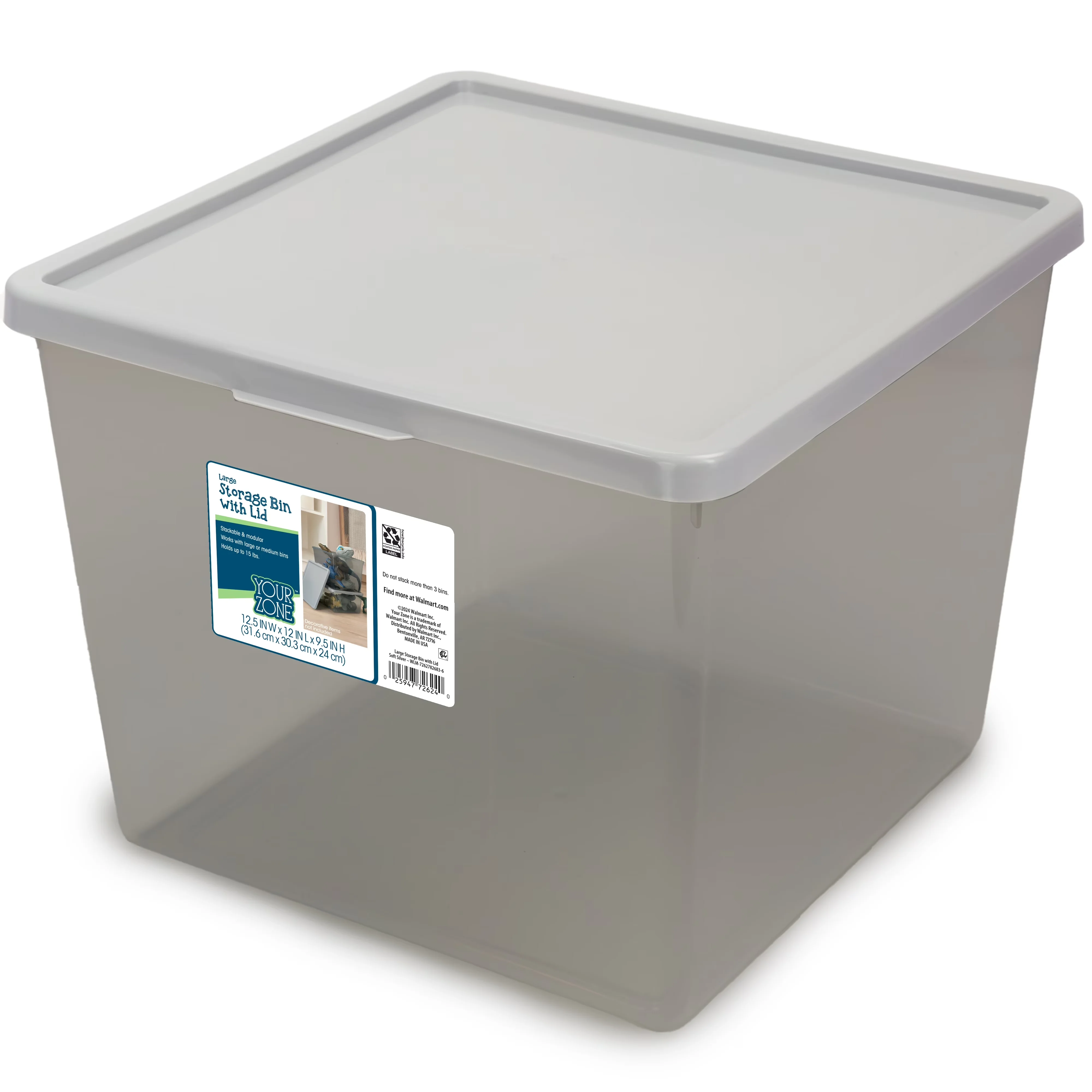 Efficient Garage Storage Supply with Rectangle Shape, Stack with alternative Medium Size - Plastic Gray Model F69D2F