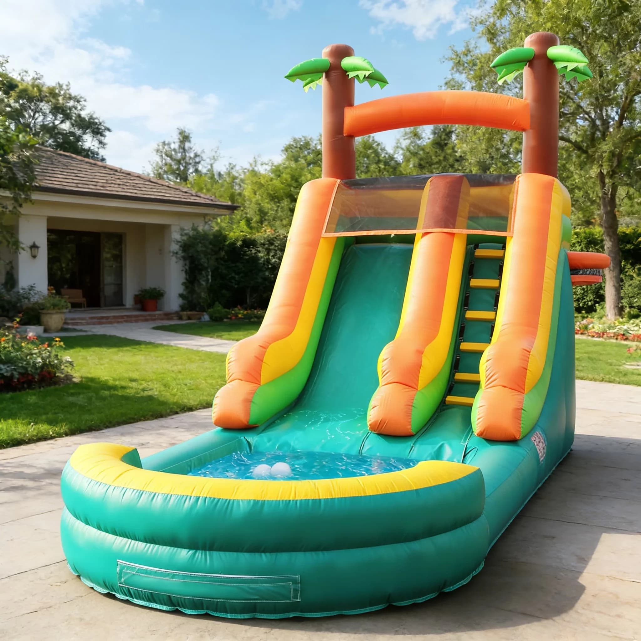 Innovative Inflatable Pool with 950W, Specifications:, 26ft Water Slide - Green Model 0FBE93
