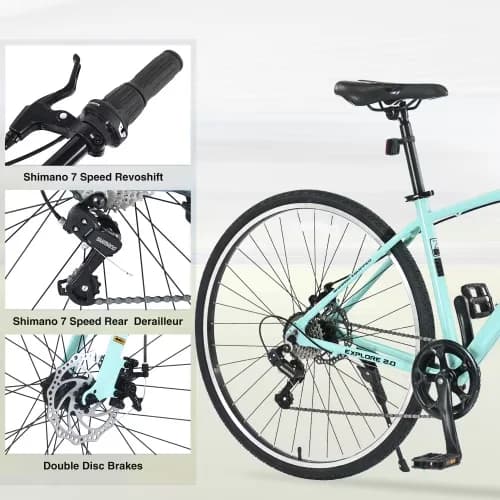 Essential Mountain Bike with Adjustable Height, Lightweight - Black 700C Model E90A94