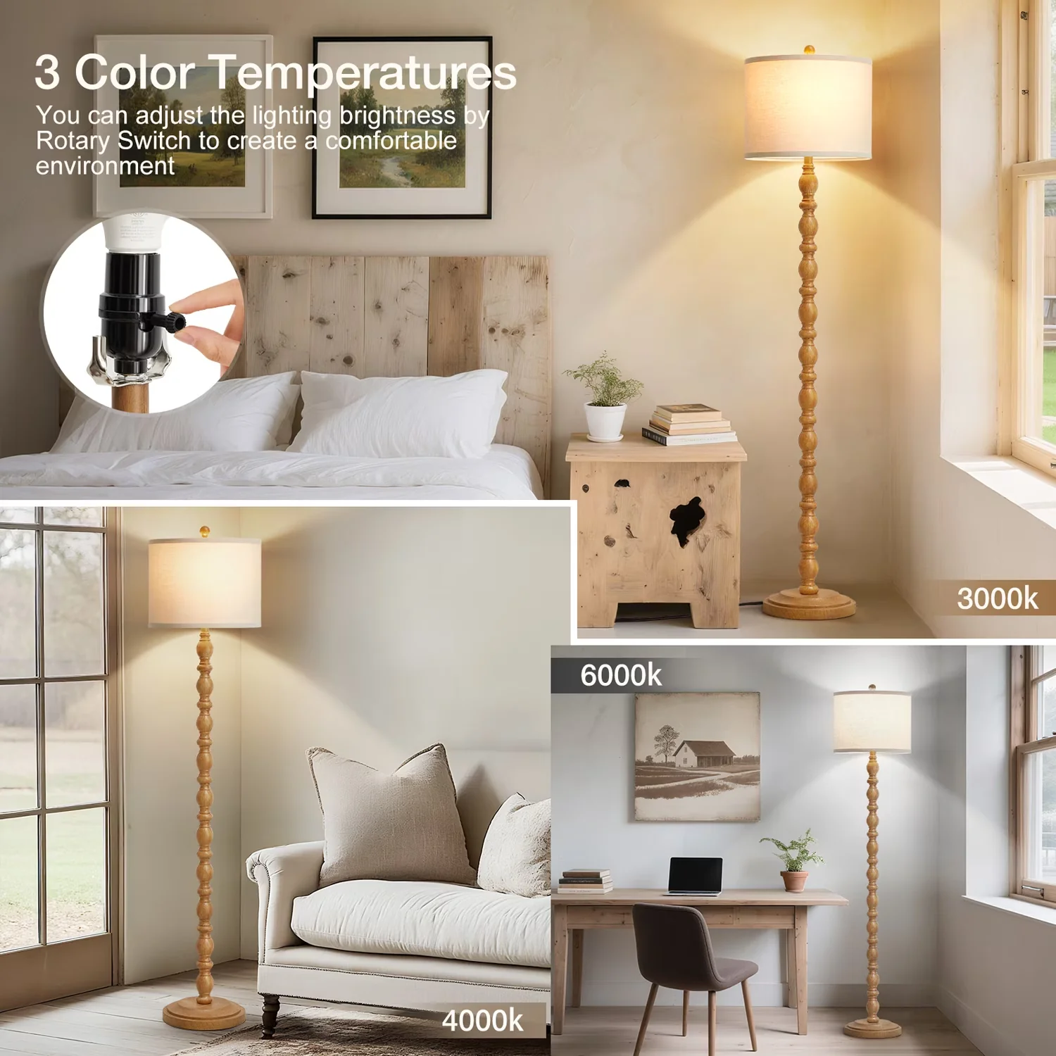 Floor Lamp Sleek with LED, Dimmable, Rustic - Resin Brown - Premium Collection Model 0551FC