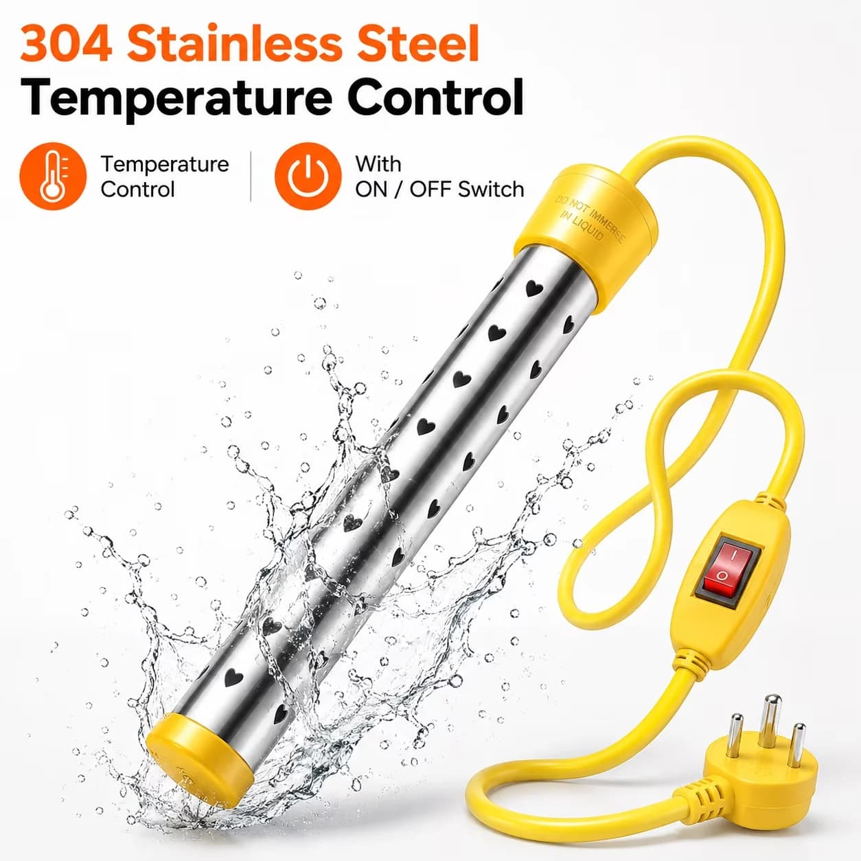 Premium Plumbing with Durable, Portable, Immersion Water Heater for Daily Use - Model 6AC0C5