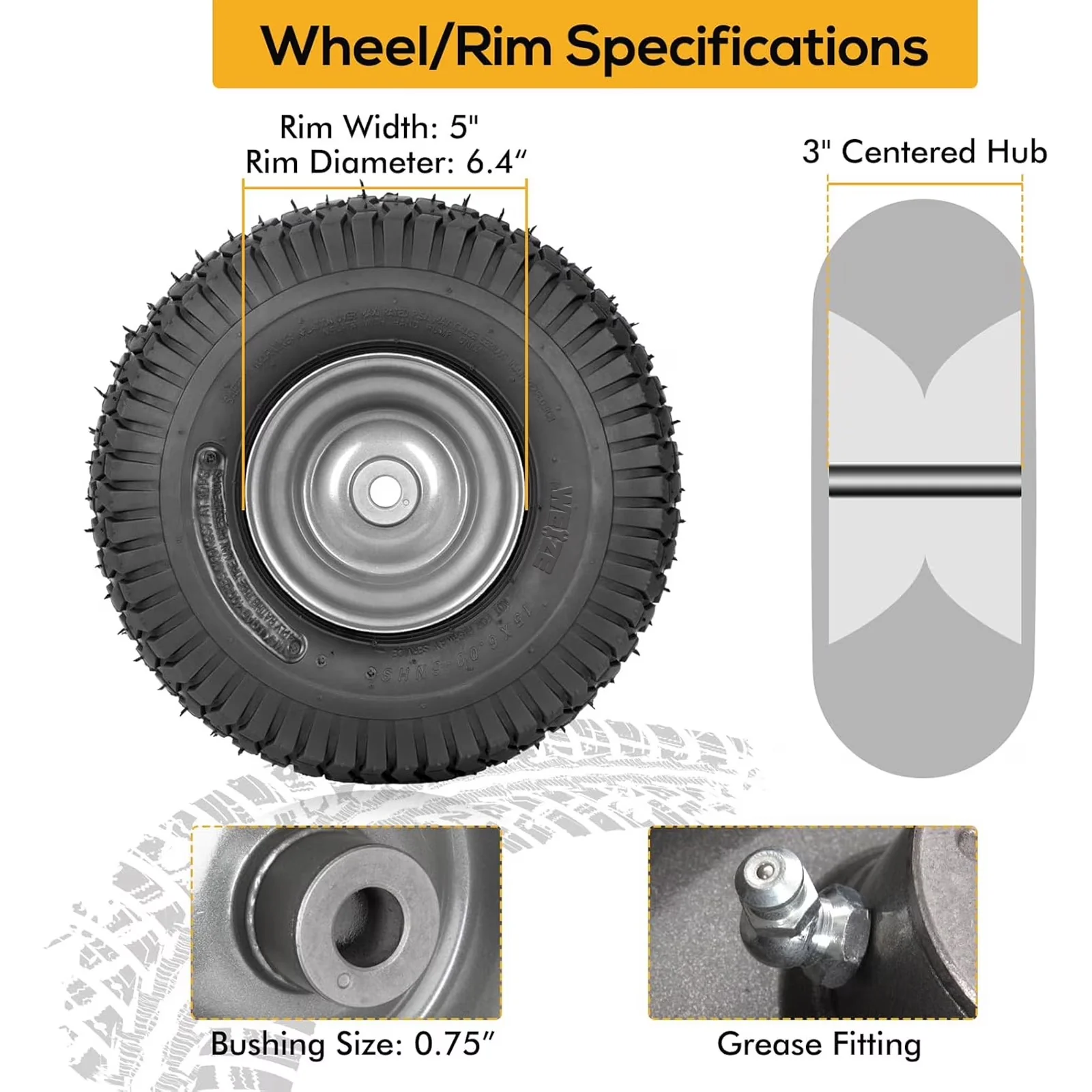 Sleek Lawn Mower Tire with Set Of 2 - 00-6 - Durable Build Model A23DEF