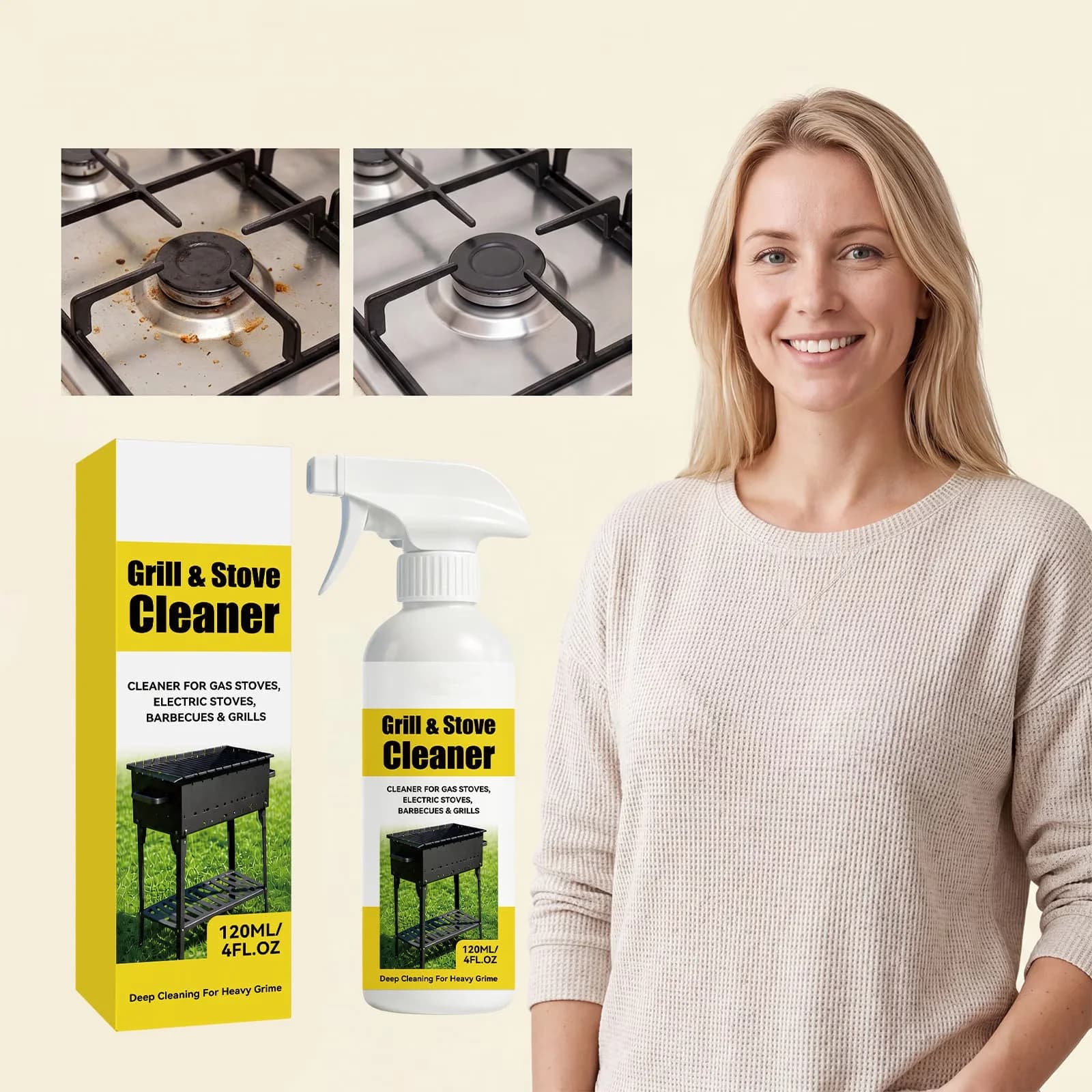 Reliable Combo Grill with Oven Cleaner Heavy Duty Degreaser Spray, Fume Free Fast Acting - Model E97338