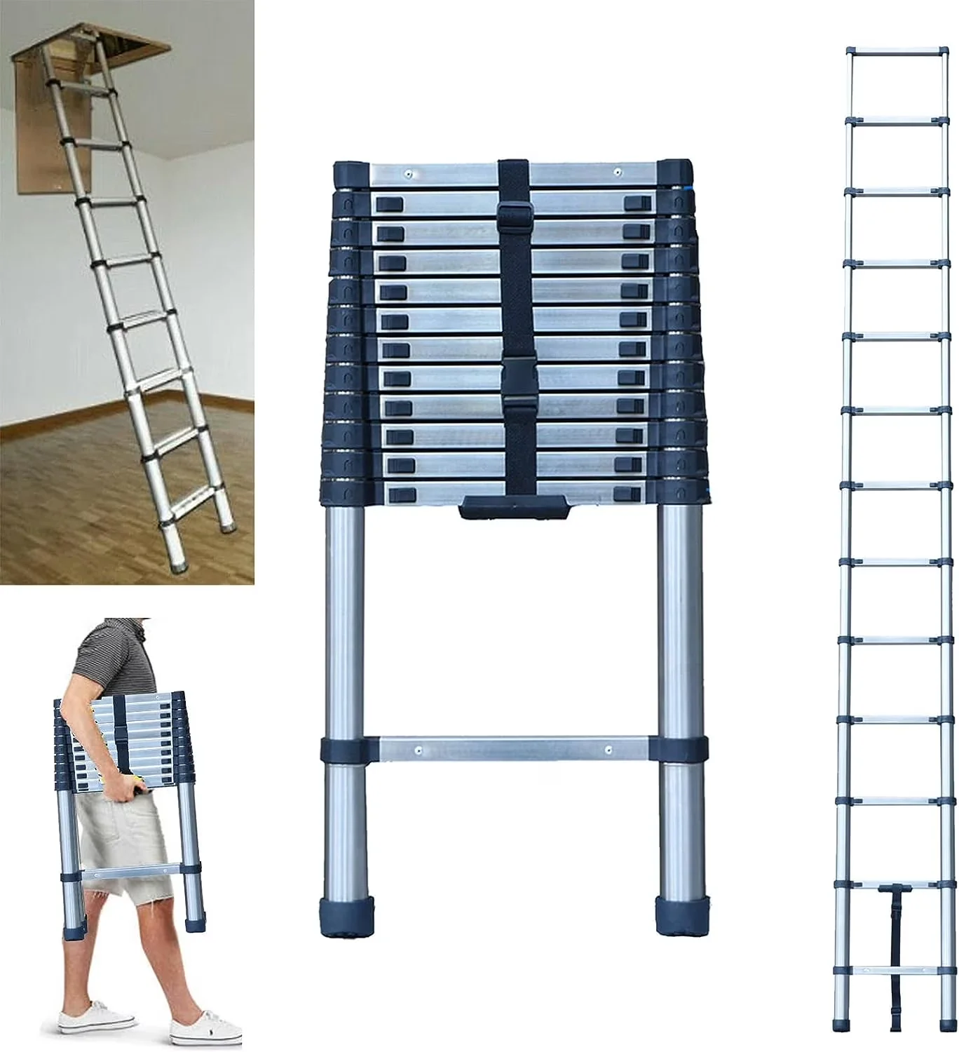 Reliable Ladders And Step Stool with Adjustable, Safety Grates, Telescoping - Black Stainless Steel for Rv Model 0E3539