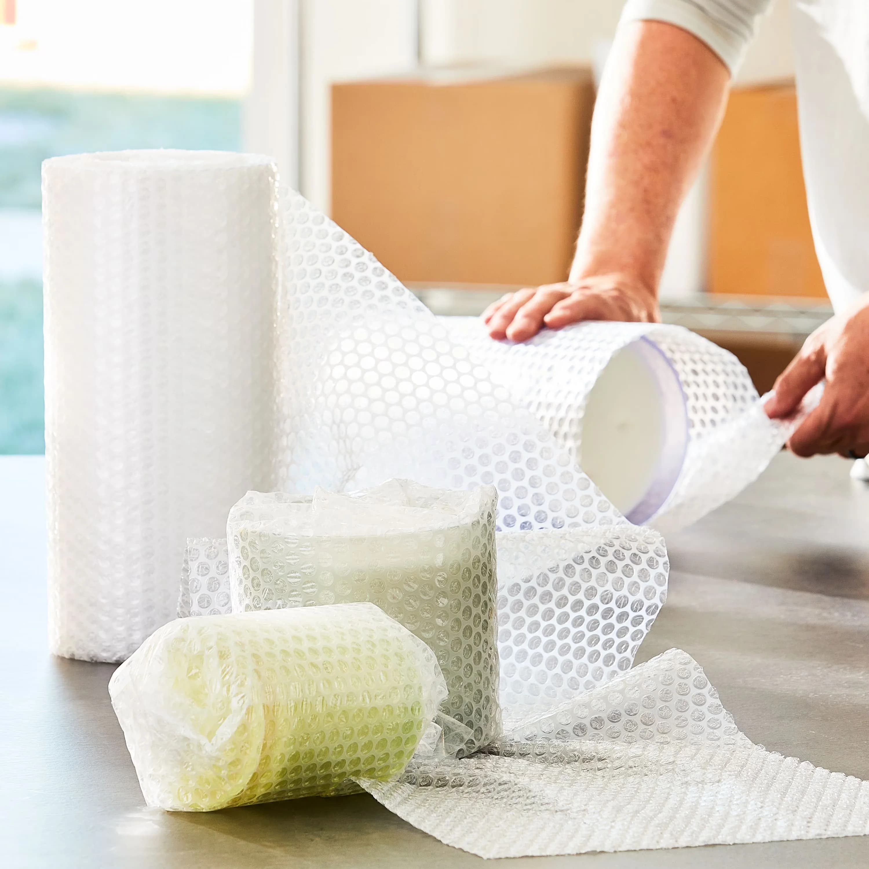 Moving Versatile with Color: Clear, 12" x 40' Bubble Cushion Roll, Perforated every 12 inches - 12" x 40' Model 7ED424