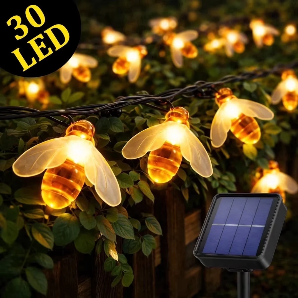 Modern Novelty Light with LED, Solar, Solar String Lights Outdoor - White for Patio, Party Model 2C109B