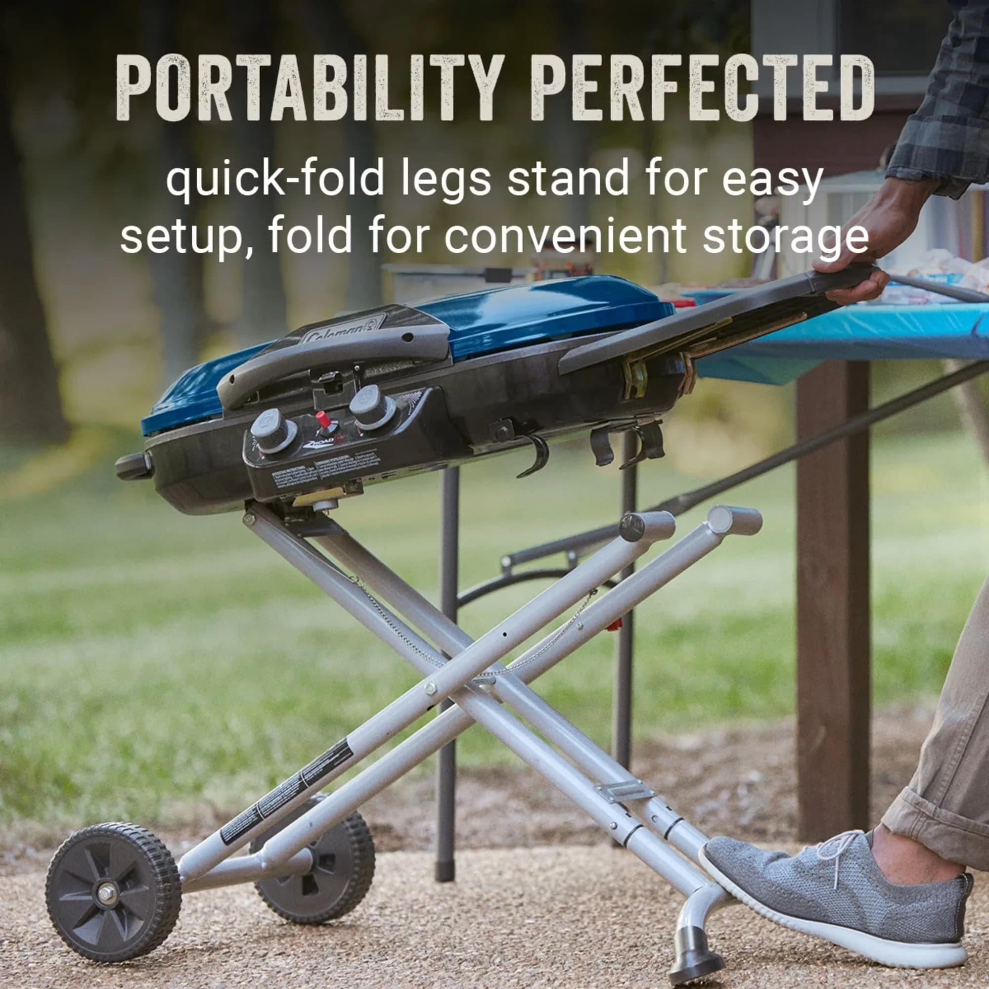 Gas Grill Professional with Foldable Legs - Aluminum 38.7" x 34.2" x 22" for Outdoor, Camping Model DCA5EF