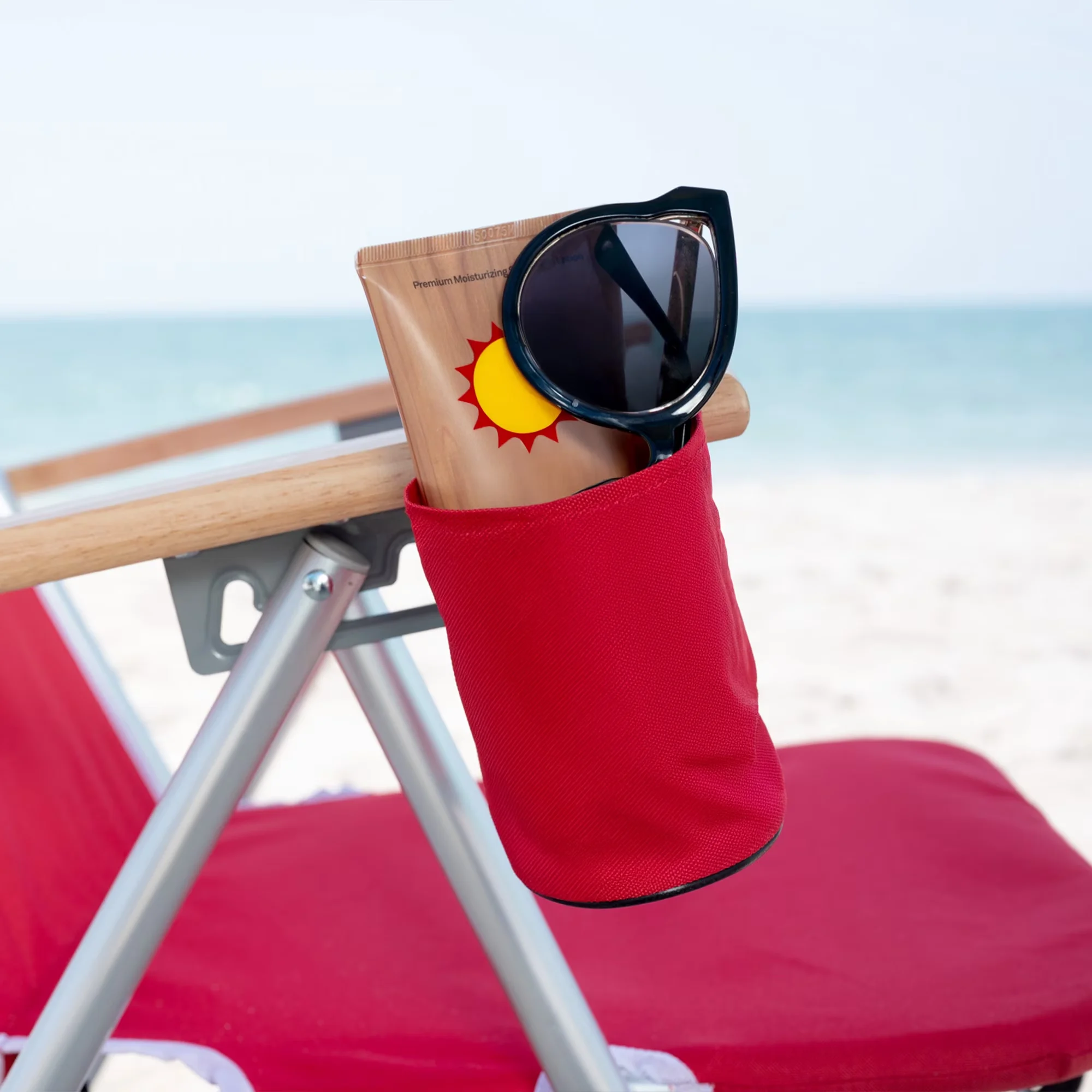 Patio Chair Essential with Folding, Red, 350lb Capacity Folding Beach Sand - Red Model C3150E
