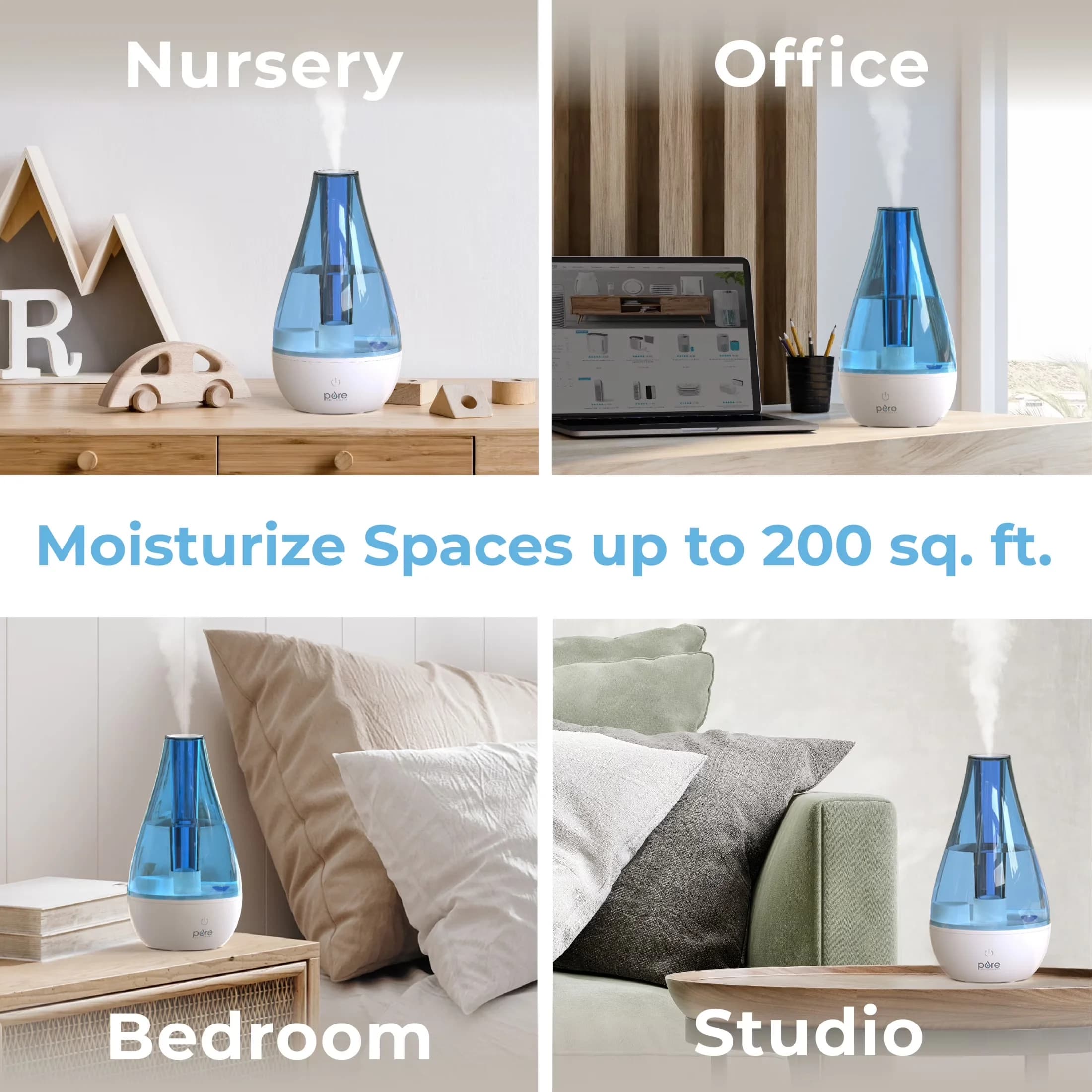 Essential Humidifier with Automatic Shut-Off, Night Light, Auto Shut-Off - Blue for Small, Rooms Model 83ED89