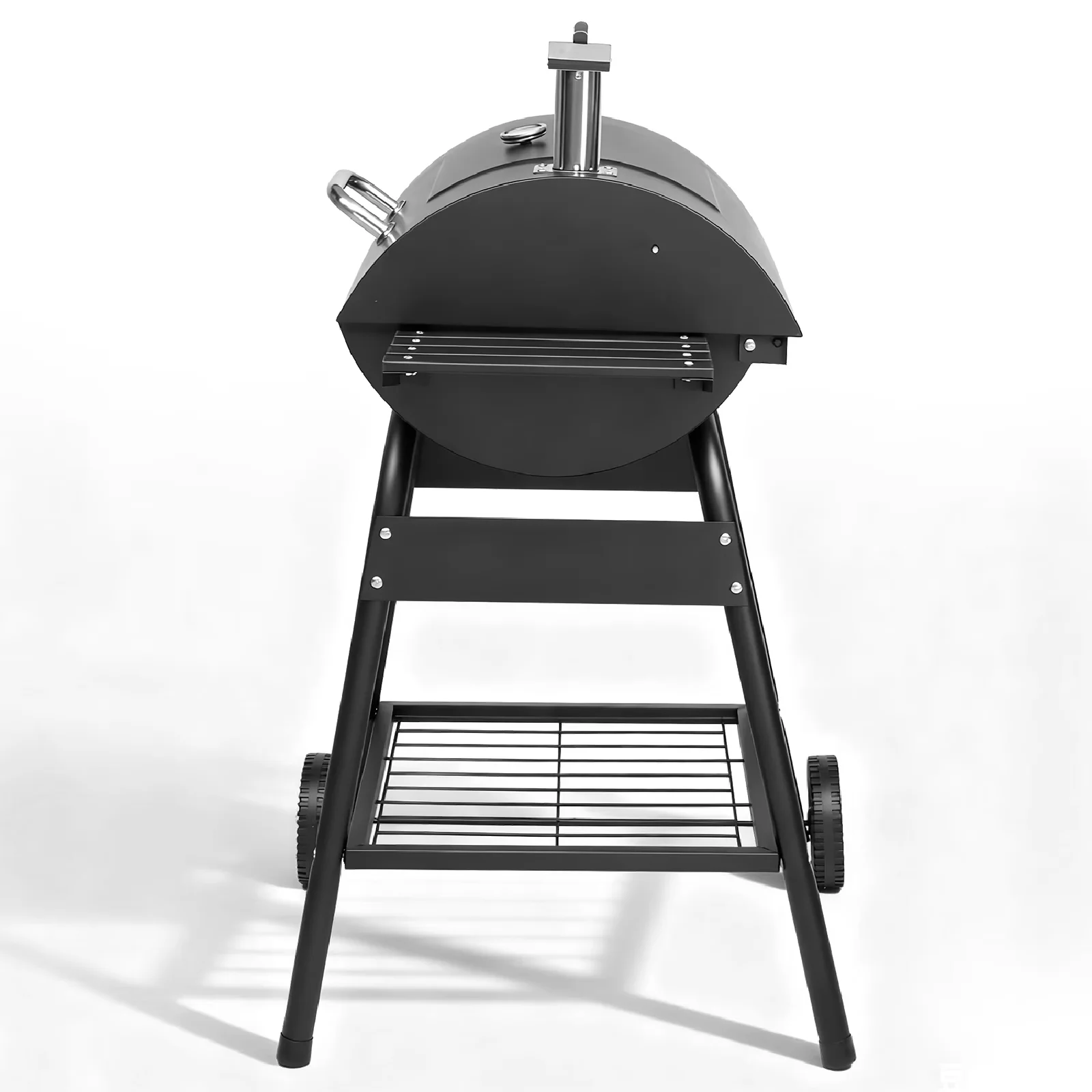 Modern Smoker with BBQ Grill Outdoor Charcoal Grill Offset - Black Steel Model 0E6F80