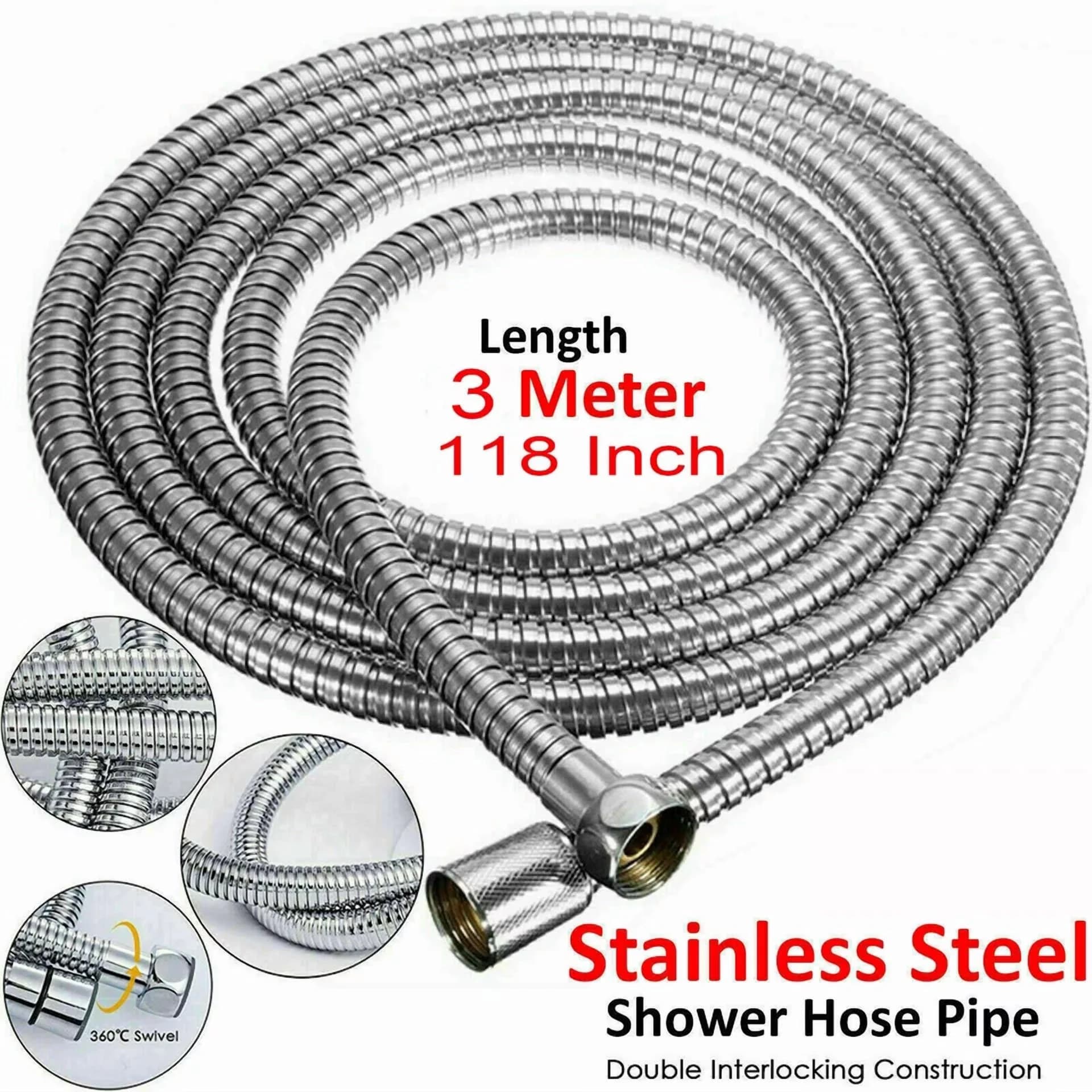 Classic Shower Head with Flexible, Handheld, Useful for both indoor and outdoor use. - Stainless Steel Model 04EAE7