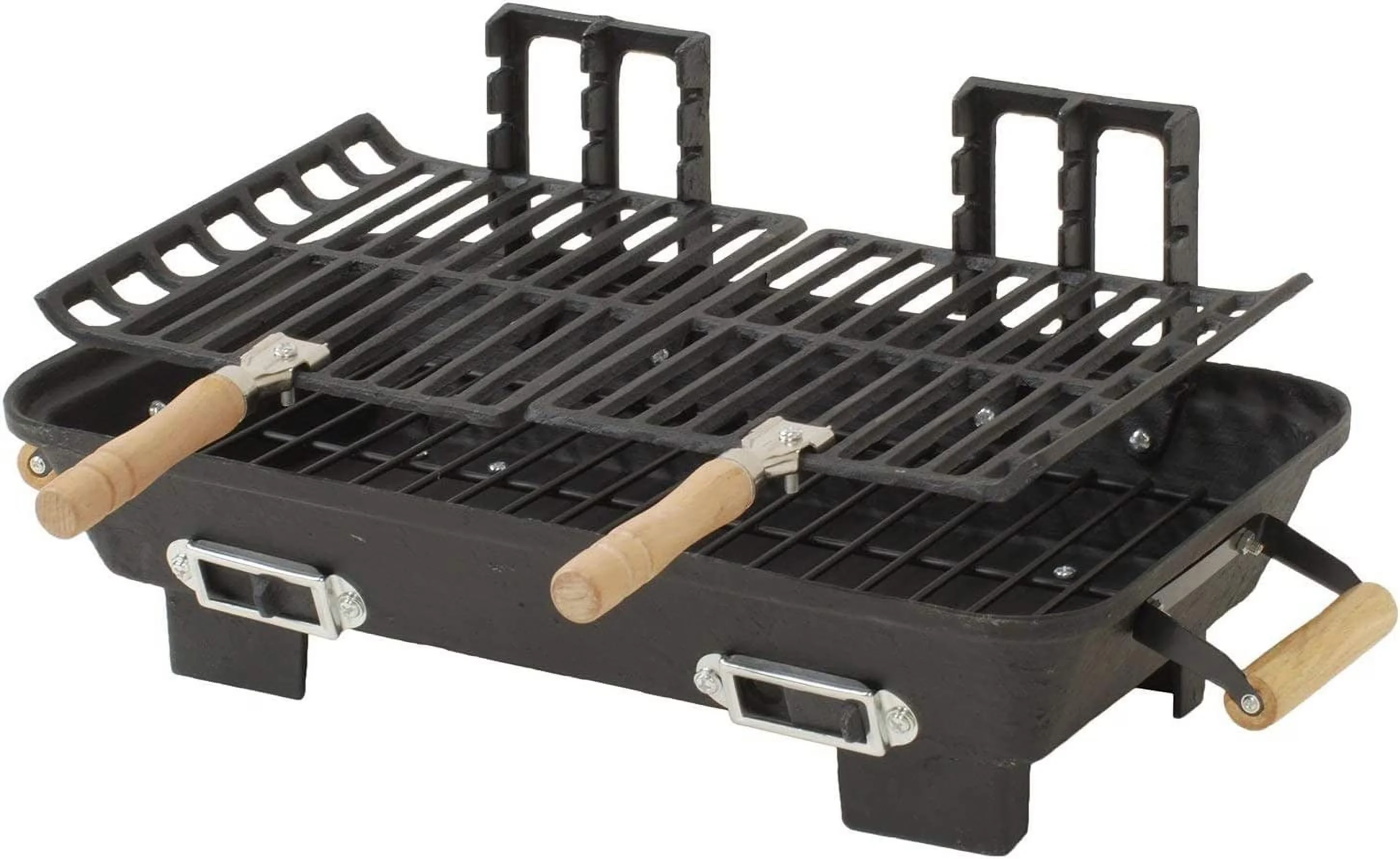 Classic Flat Top Grill with Portable, Wooden Handles - Cast Iron Black Model D965D9