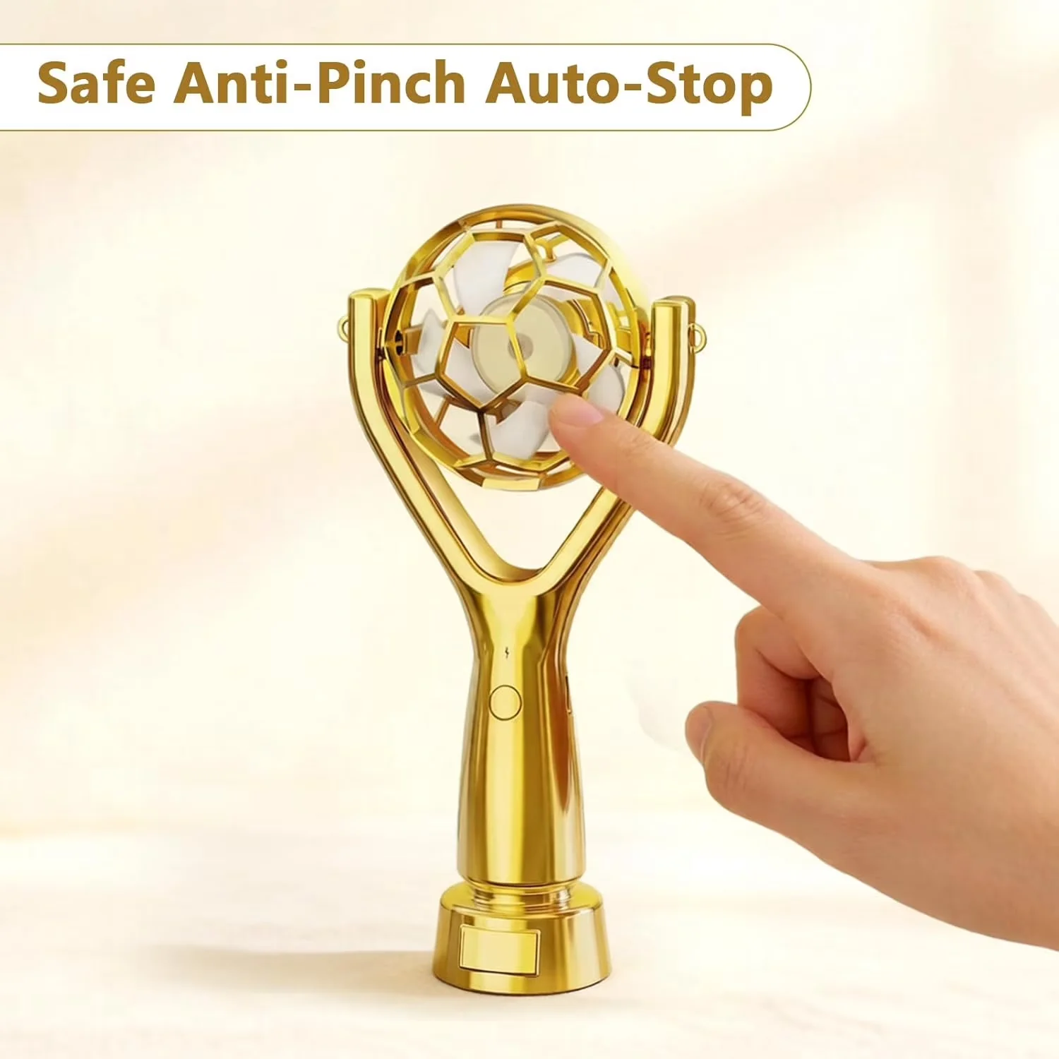 Premium Fans In Cooling with Battery, Handheld Fan - Gold - Residential Grade Model 375FEC