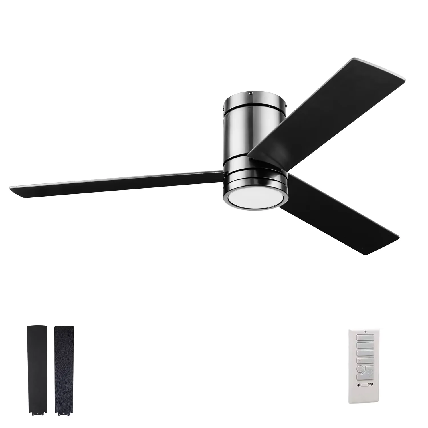 Efficient Ceiling Fan with LED, Contemporary, 52" Espy Gun Metal Remote Control - Glass Gray Model F29C93