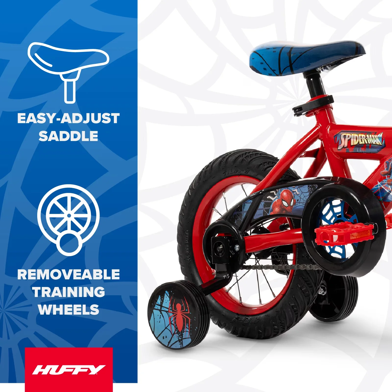 Professional Kids Bike with Training Wheels, Red, 12" Marvel Spider-Man Kids' - Red Model B52E15