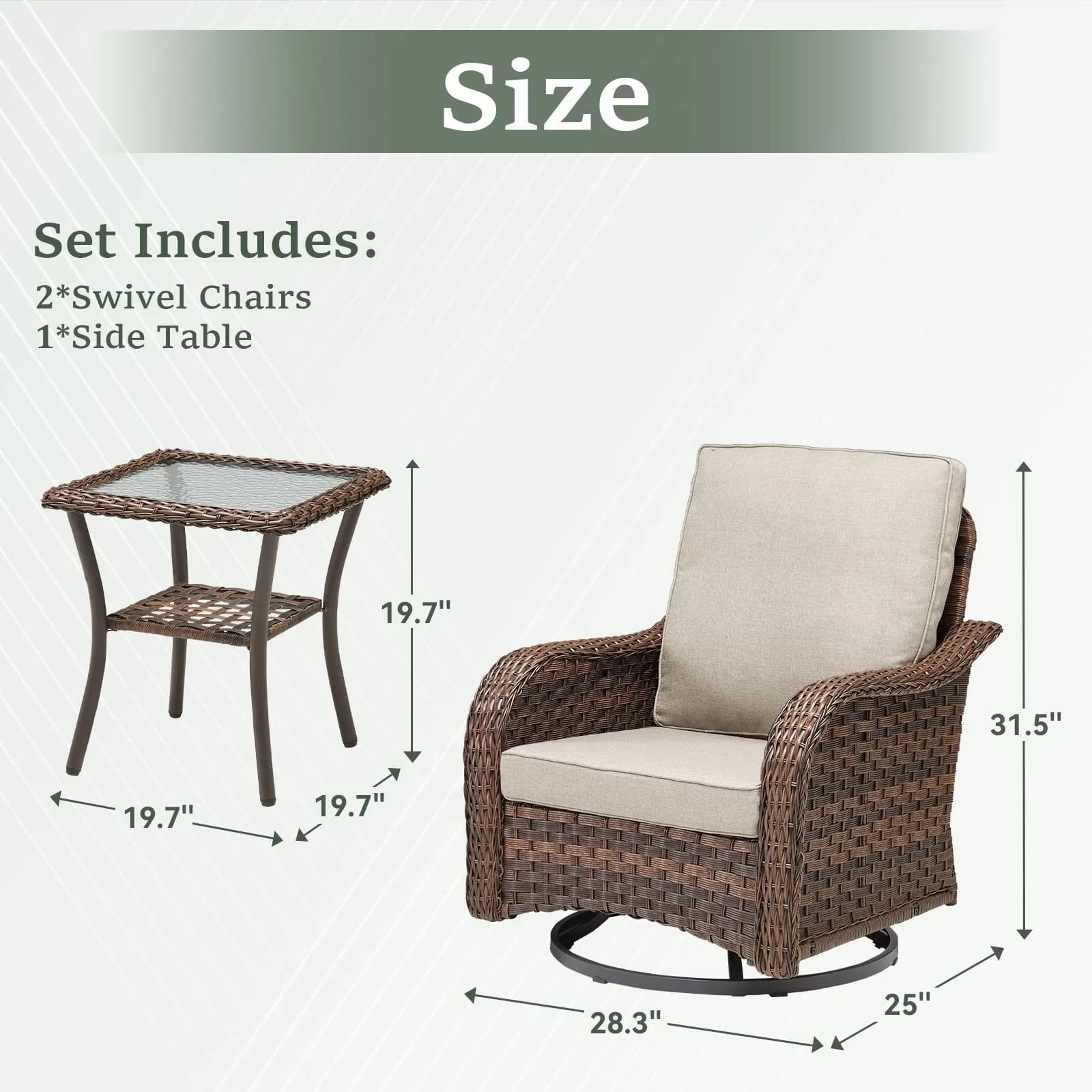 Patio Dining Set Modern with Weather-Resistant, Water-Resistant - Beige Wicker Model 5A6885