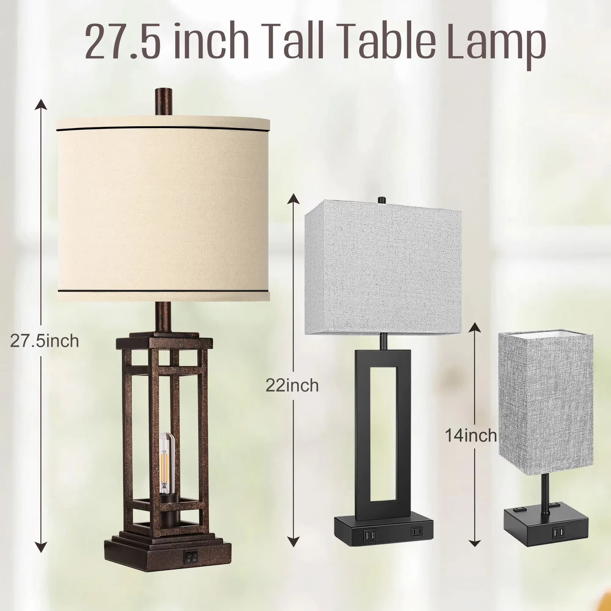 Lamp Set Stylish with LED, Farmhouse, Eco Friendly - Metal Bronze for Living Room, Bedroom Model 133464