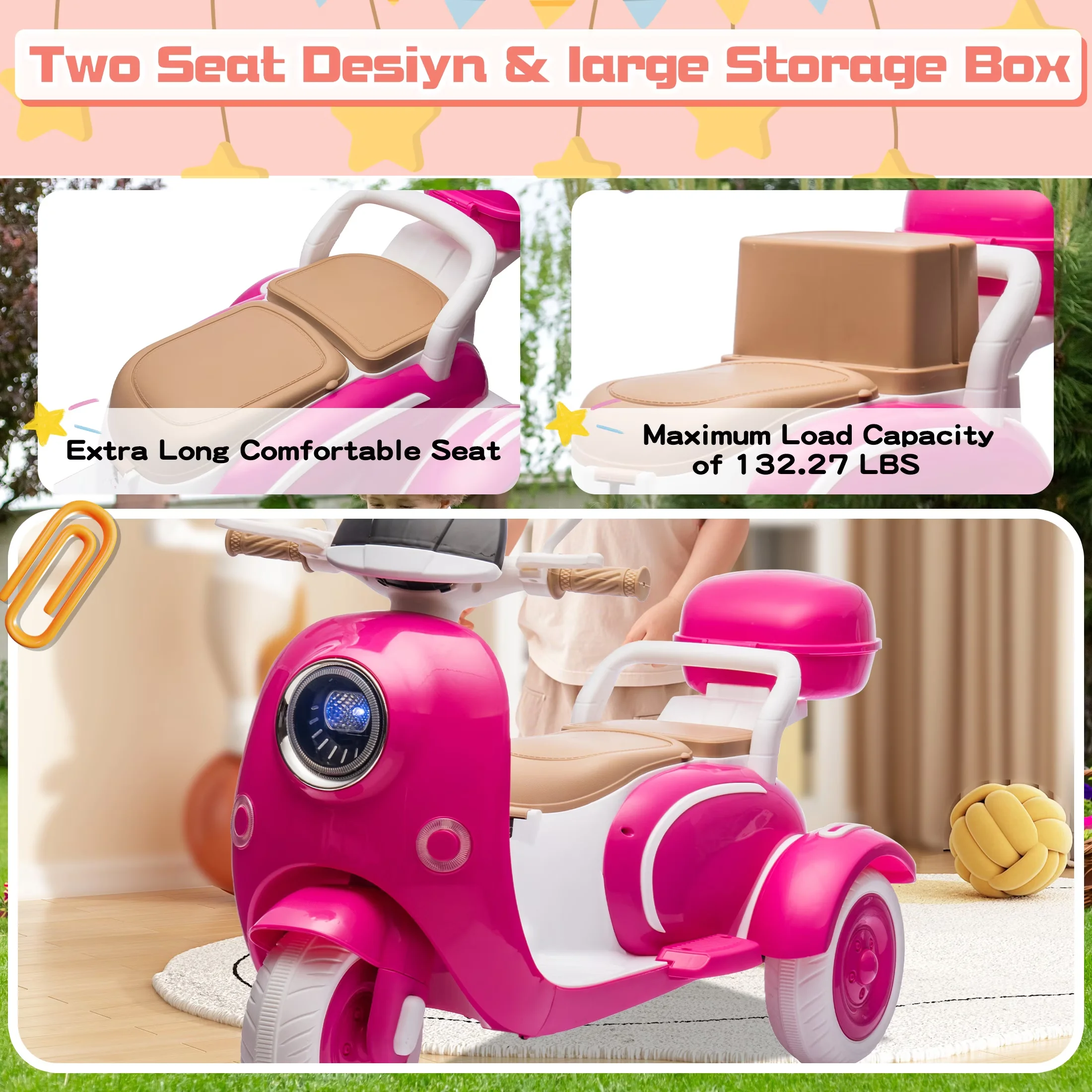 Quality Scooter with Battery, 12V, 12V Electric Kids Motorcycle - Red - Heavy Duty Model E72A49
