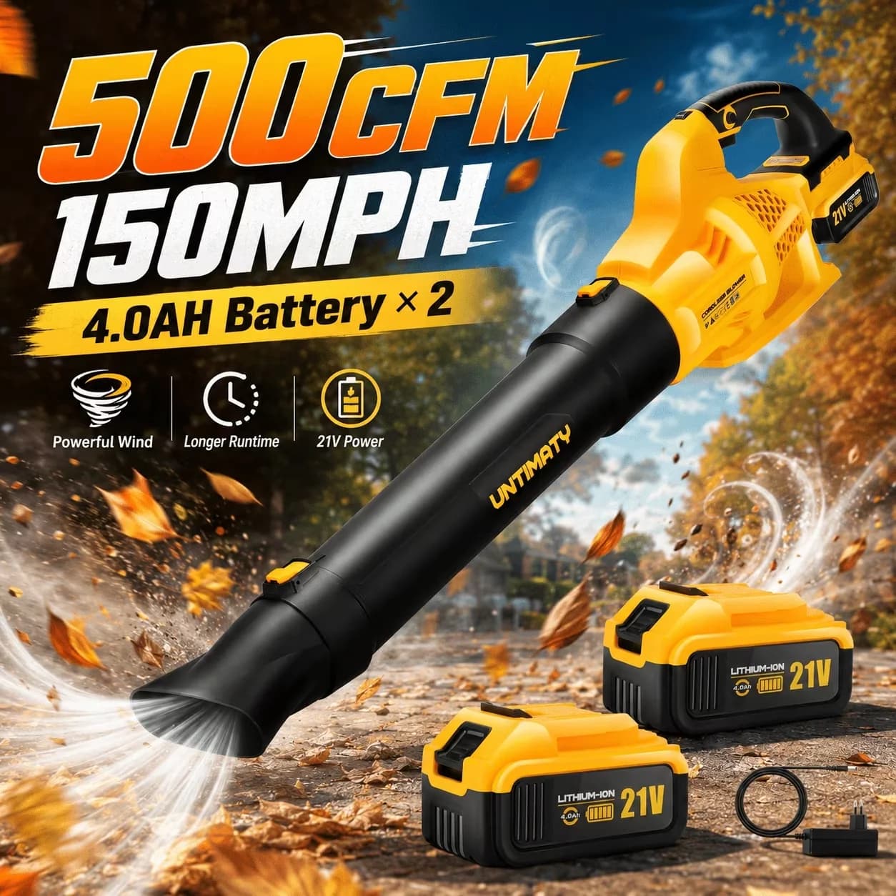 Reliable Leaf Blower with Battery, Cordless - 500CFM - Commercial Quality Model 554B75