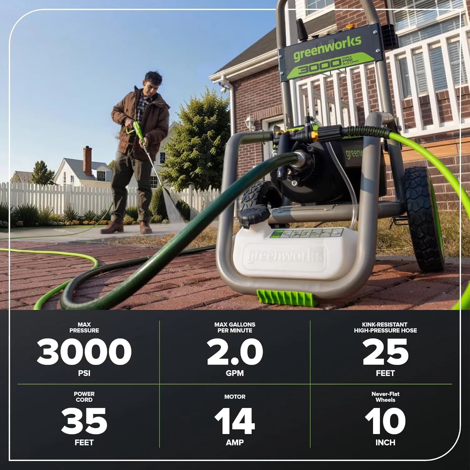 Efficient Pressure Washer with Chemical / Detergent Injection, Interchangeable Wand - Model EA89E5
