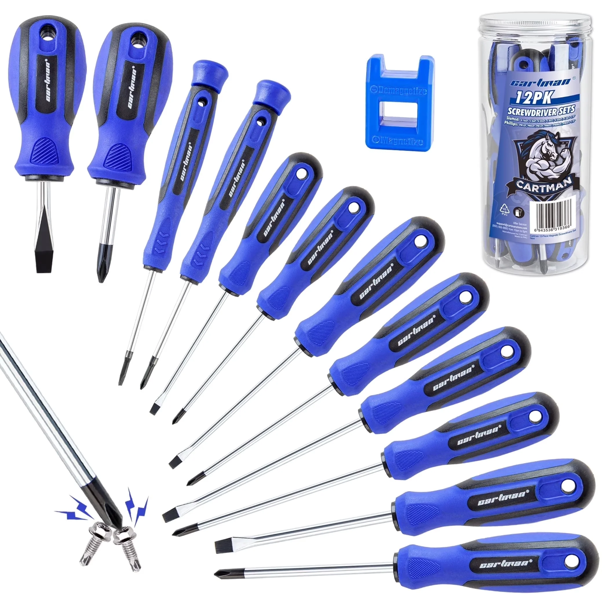 Durable Hand Tool Set with Magnetic, Professional Cushion Grip Tools - Chrome Vanadium Steel Model 363832