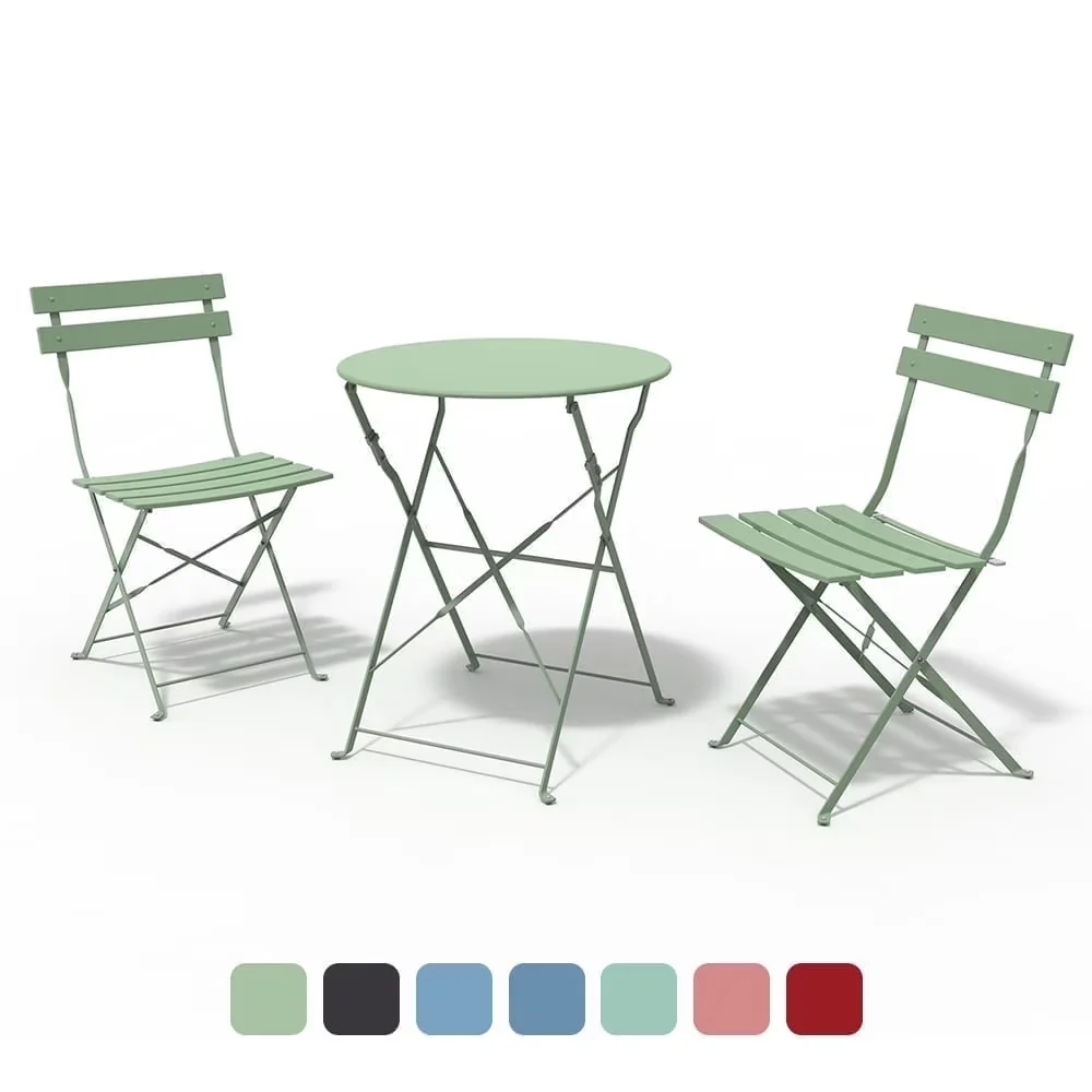 Stylish Patio Dining Set with Folding Chairs, Folding Table, Bistro Table and Chairs - Model 09E628