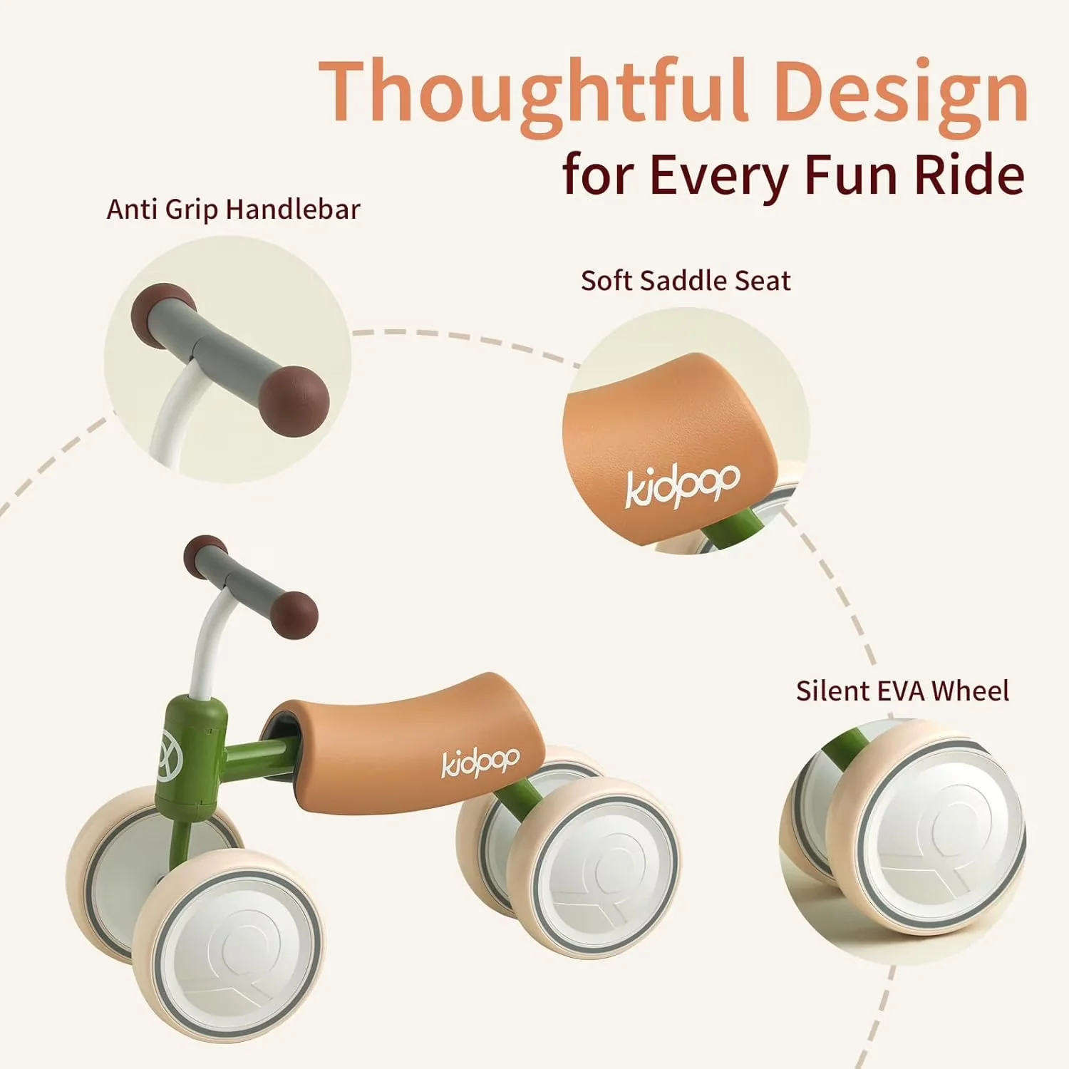 Sleek Kids Bike with Big BEE Four-Wheeled Vehicle Balance - White for Daily Use Model AA4B36