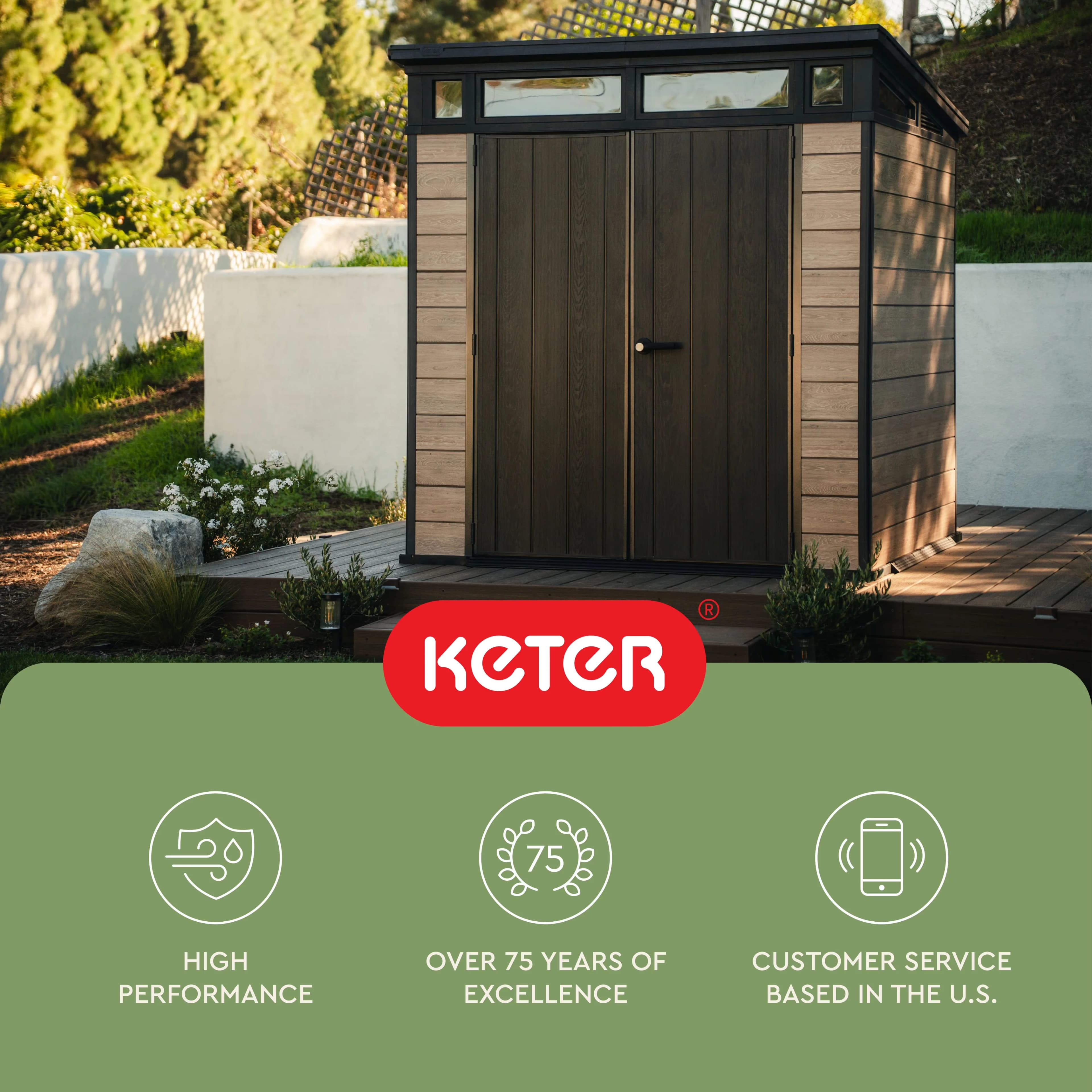 Shed Quality with Uv Resistant, Ashwood - Resin Brown 7x7 - Premium Collection Model 015275
