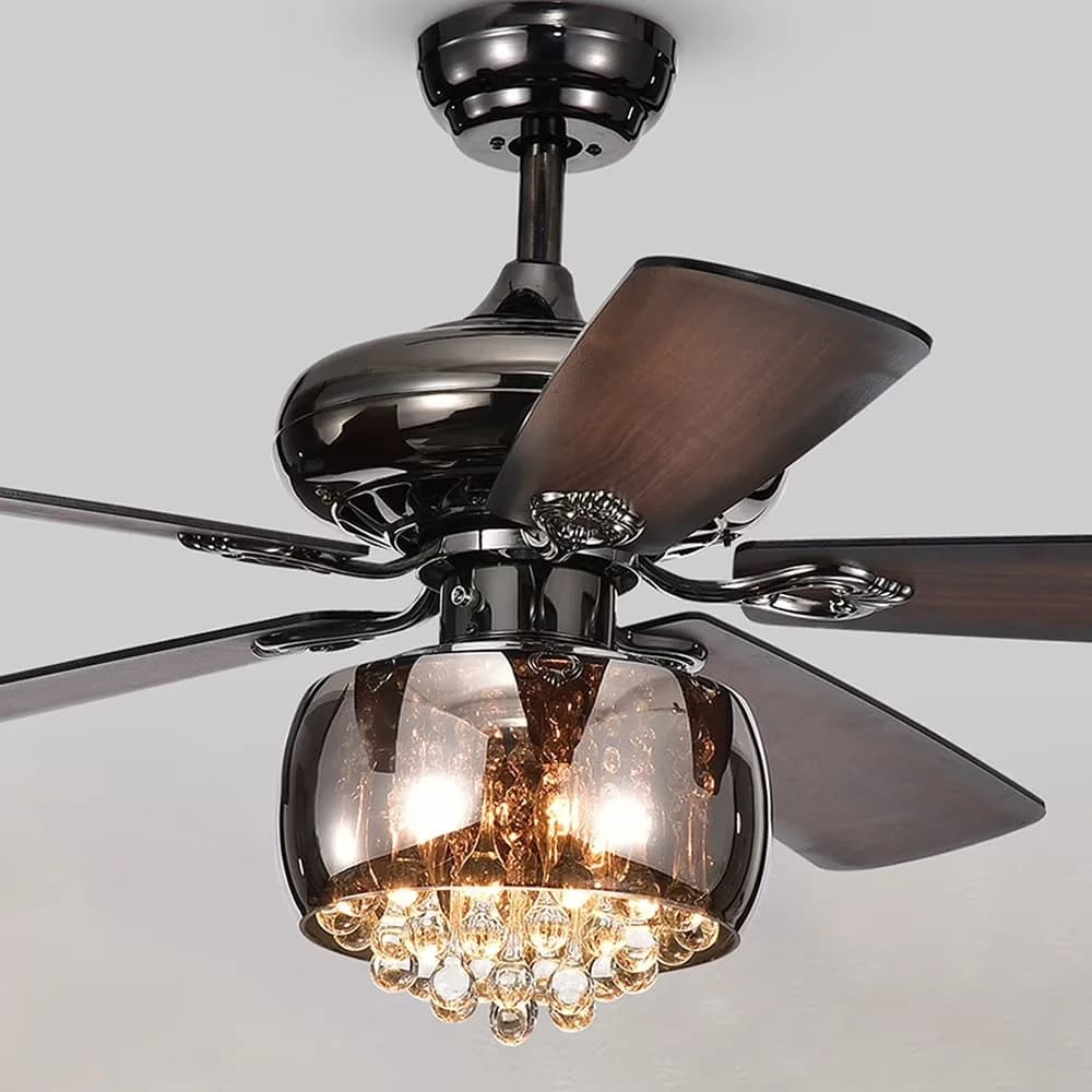 Ceiling Fan Essential with Incandescent, Glam, Remote Controlled - Glass Black Model EF9015