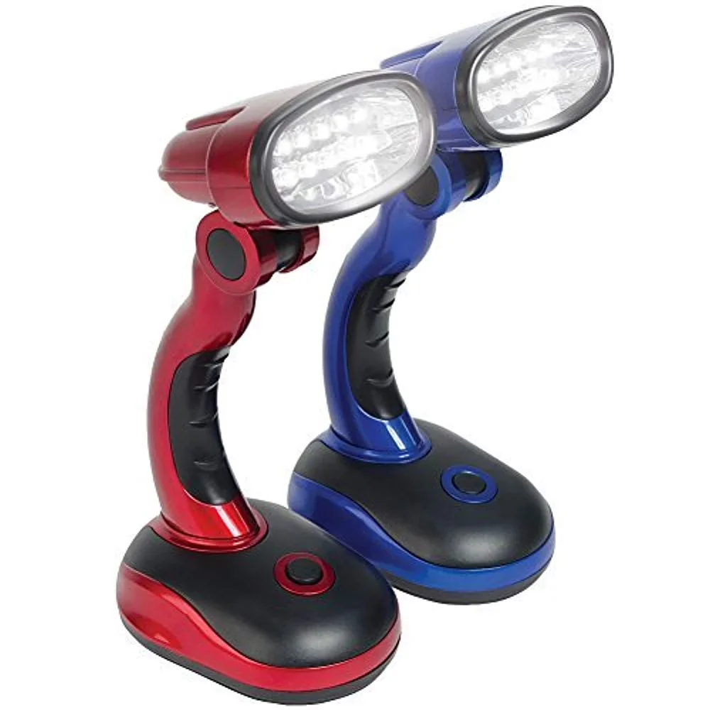 Classic Desk Lamp with LED, Battery, Adjustable Head - Plastic Red Blue Model 87D098