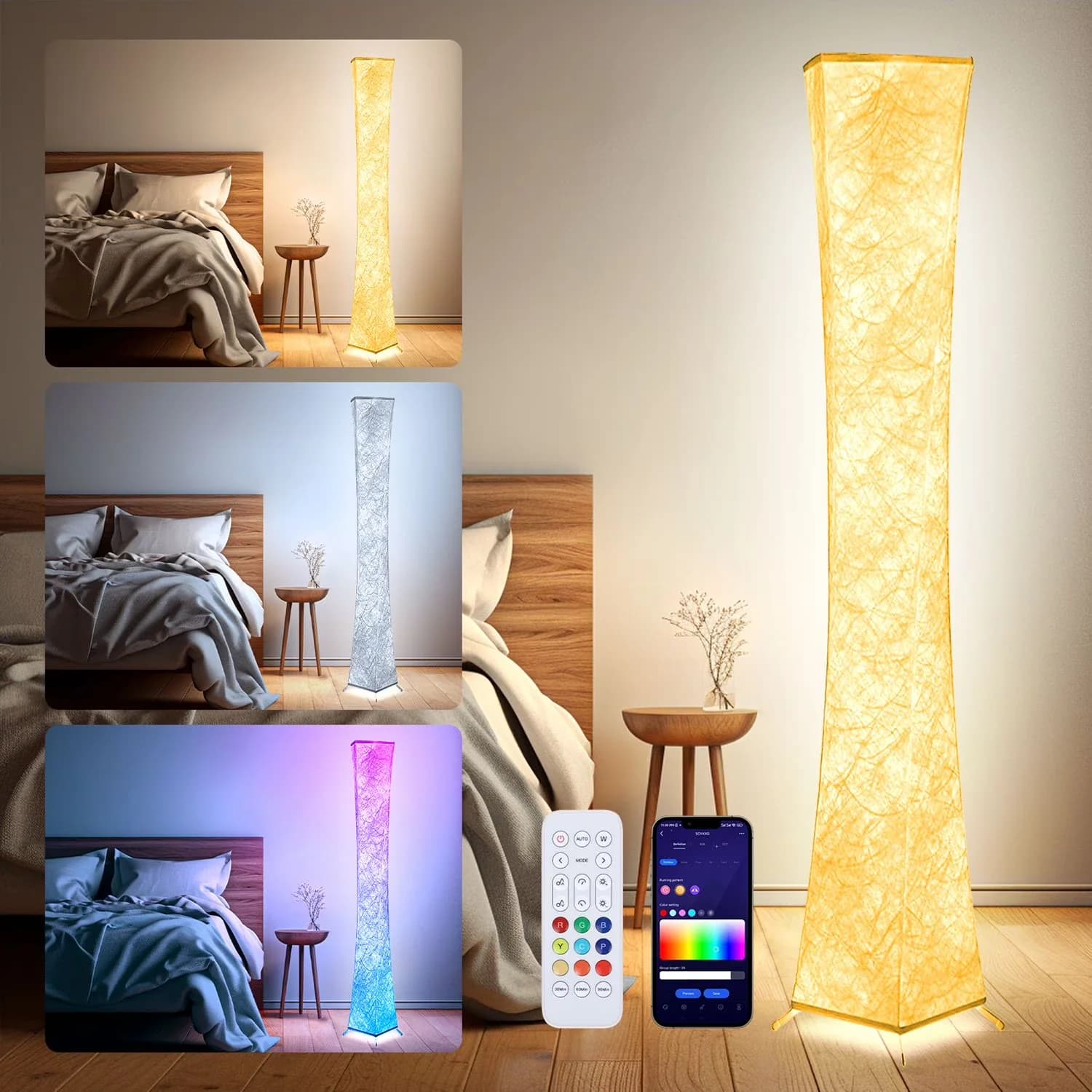 Classic Floor Lamp with LED, Dimmable - Metal White for Living Room, Game Room Model CEAA75