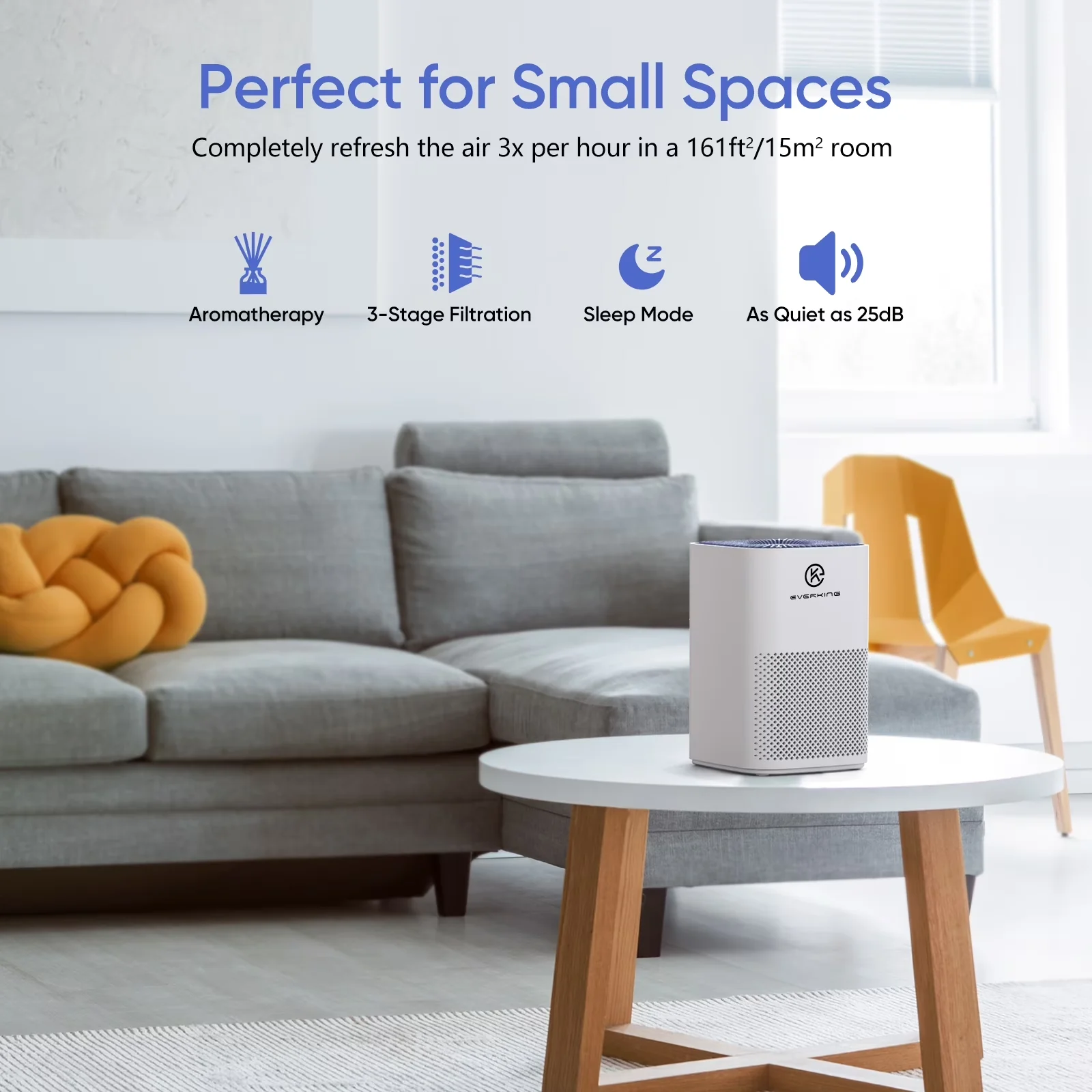 Classic Air Purifier with Filter Change Indicator, Desktop Cleaner, Aromatherapy Perfect - White for Small Model 49DBBF