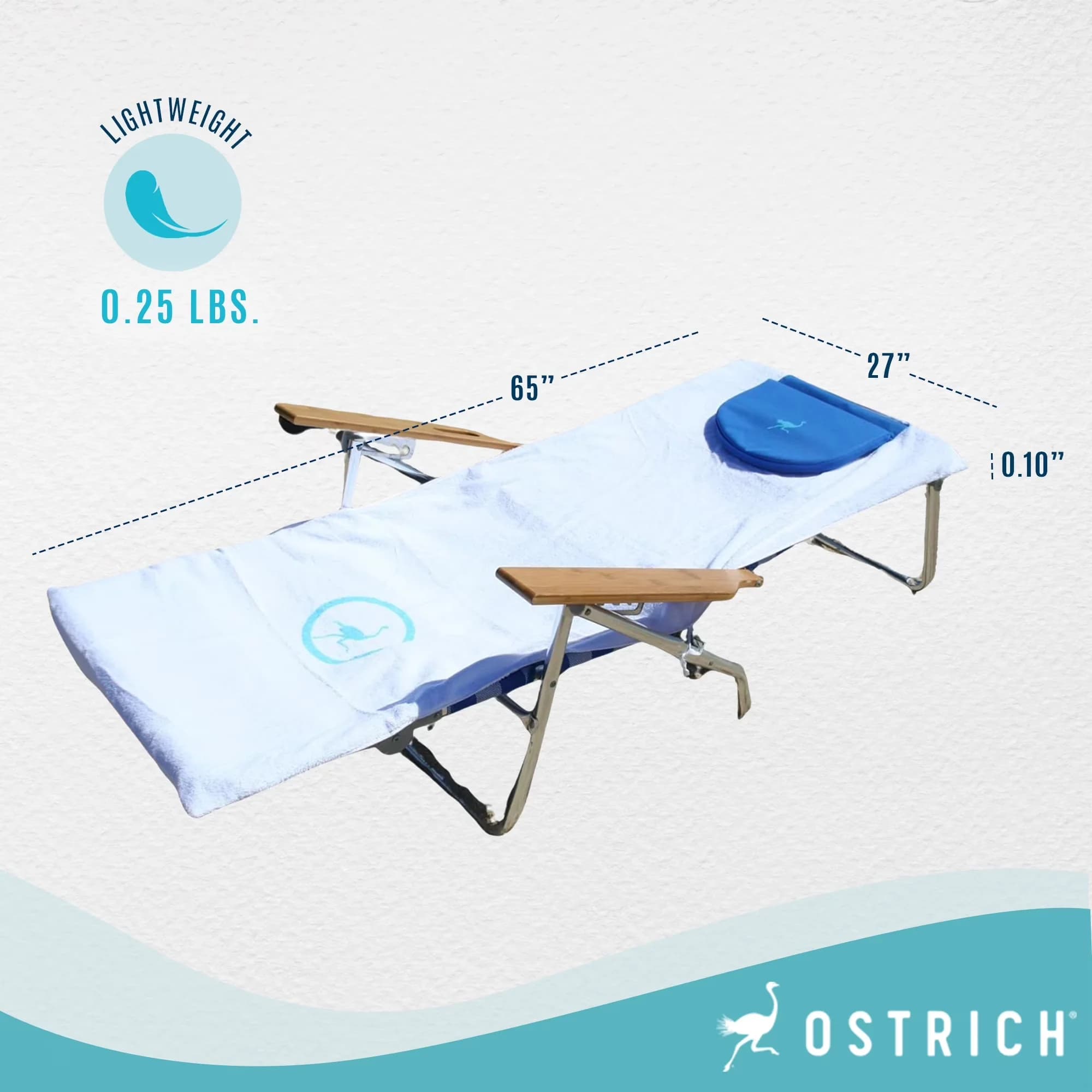 Premium Beach Chair with Color: White - Cotton White Open - Sleek Profile Model 6579AF