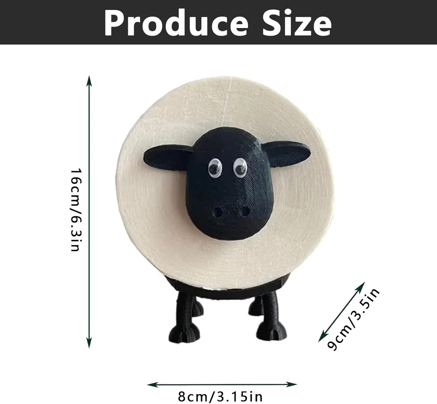 Bathroom Renovation Durable with Black Sheep Loo Roll Holder, Tissue Paper Storage Stand - Resin Model A35C2A