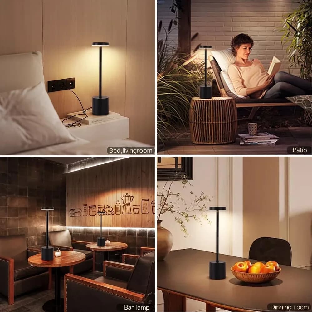 Classic Desk Lamp with LED, Battery - Metal Black, Gold, White, Silver, Pink Model 7A0C4C