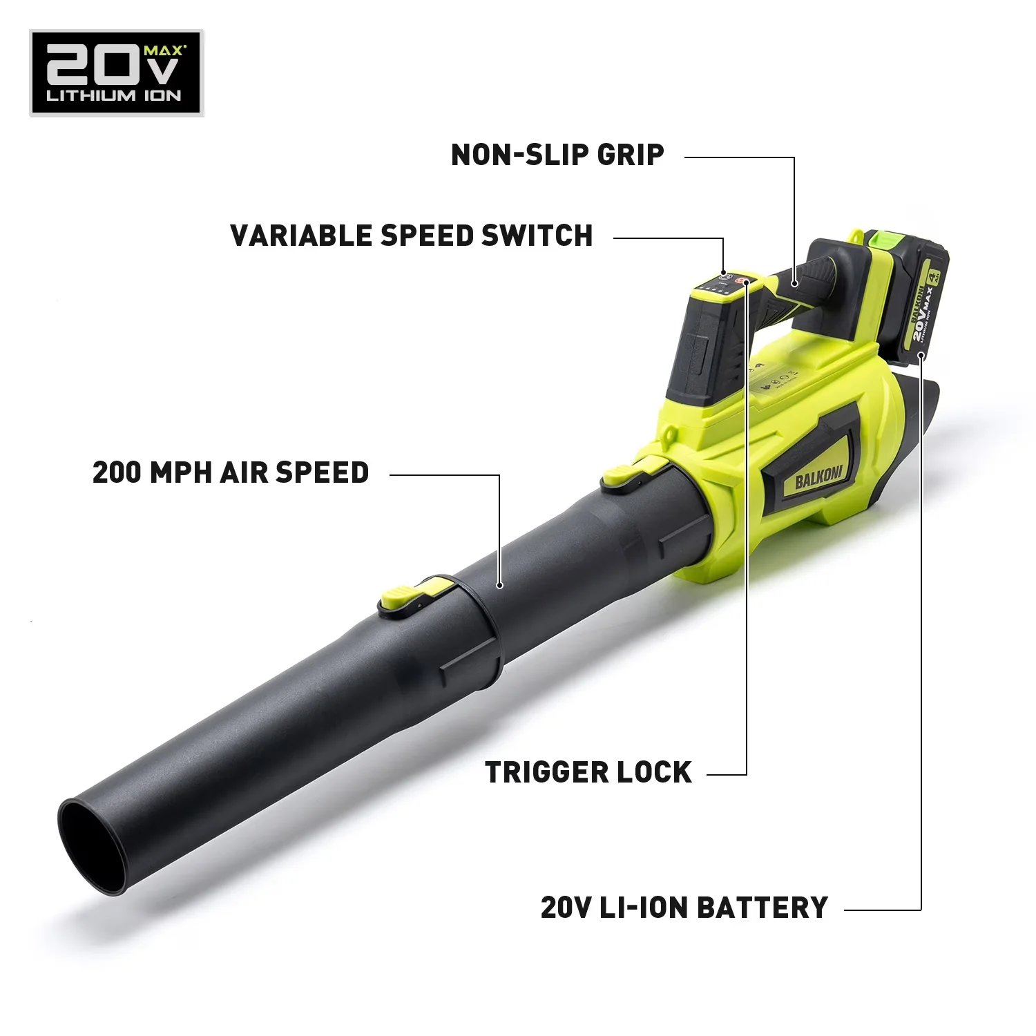 Quality Leaf Blower with Battery, Features 800 CFM air volume, Heavy-Duty Brushless - Model 0897B6