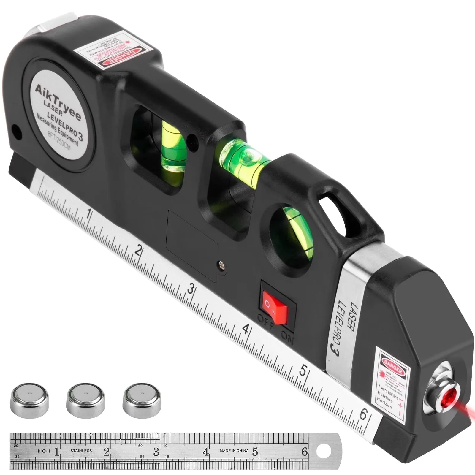 Essential Measuring Layout with Battery, Adjustable - Red Abs for Home Model D98BF6
