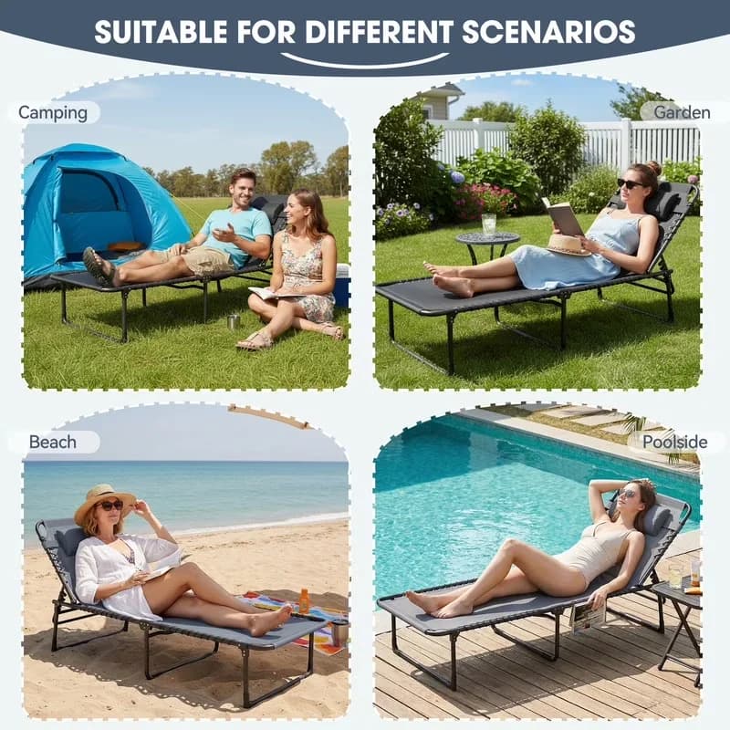 Versatile Patio Conversation Set with Weatherproof, Beach Chair, Heavy-Duty Portable Sun Lounger - Pe Rattan Model 70347E