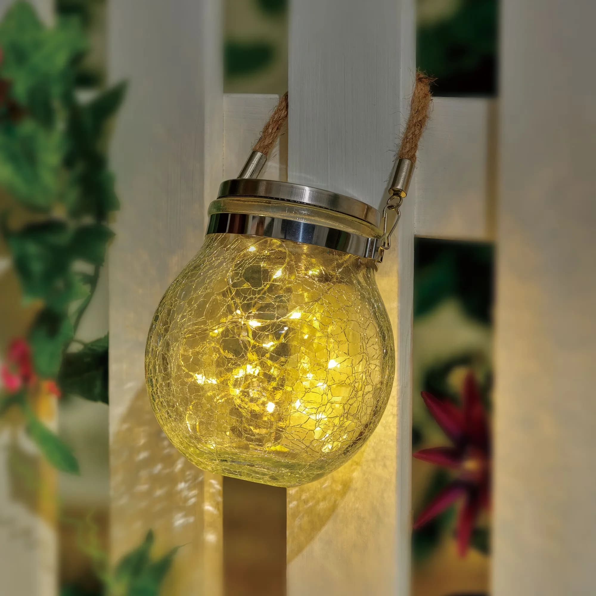 Reliable Novelty Light with LED, Solar, Rust Resistant - White Glass, Metal Model 931F74
