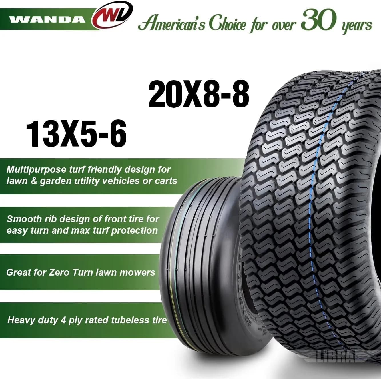 Modern Lawn Mower Tire with Heavy-Duty, Tread Pattern: P508, Tire Size: 13x5-6 - Model 331900