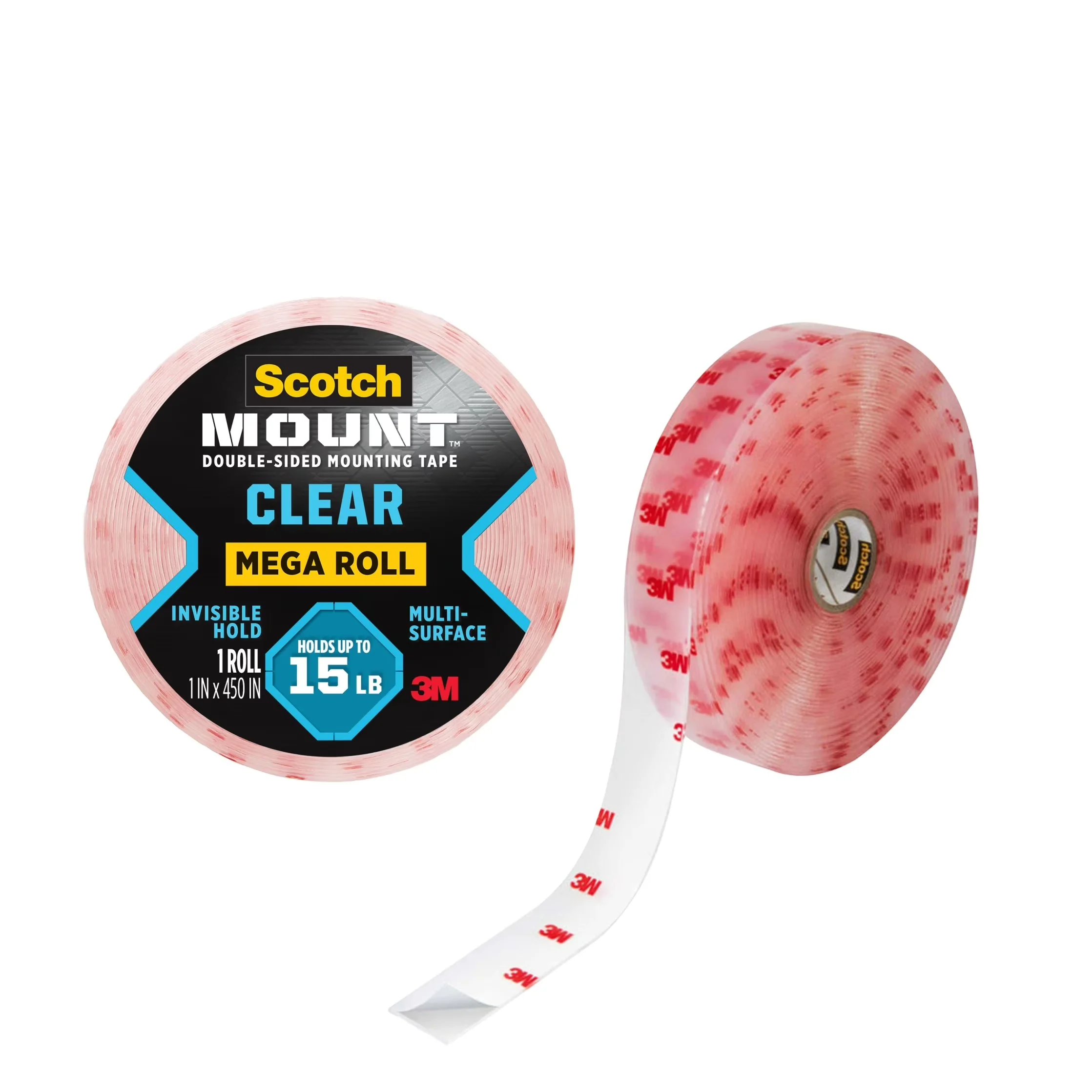 Efficient Damage-Free Hanging with Mount, Holds 15 lbs, 1 in x 37.5 feet - Plastic Clear Model A783AC