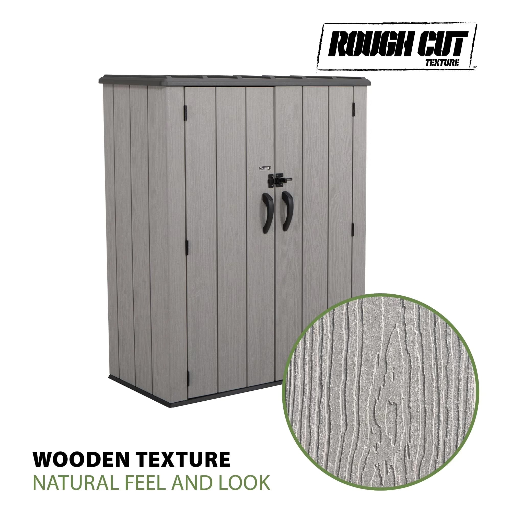 Stylish Shed with 53 cubic feet, Gray () - Gray High Density Polyethylene Model 1D9326