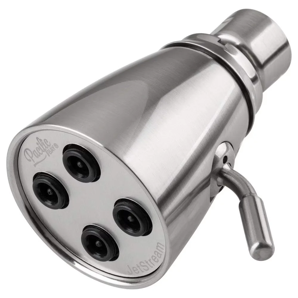 Versatile Shower Head with Adjustable, Jetstream Heavy Duty Brass 4-Jet - Metal Brushed Satin Nickel, Silver Model AF288A