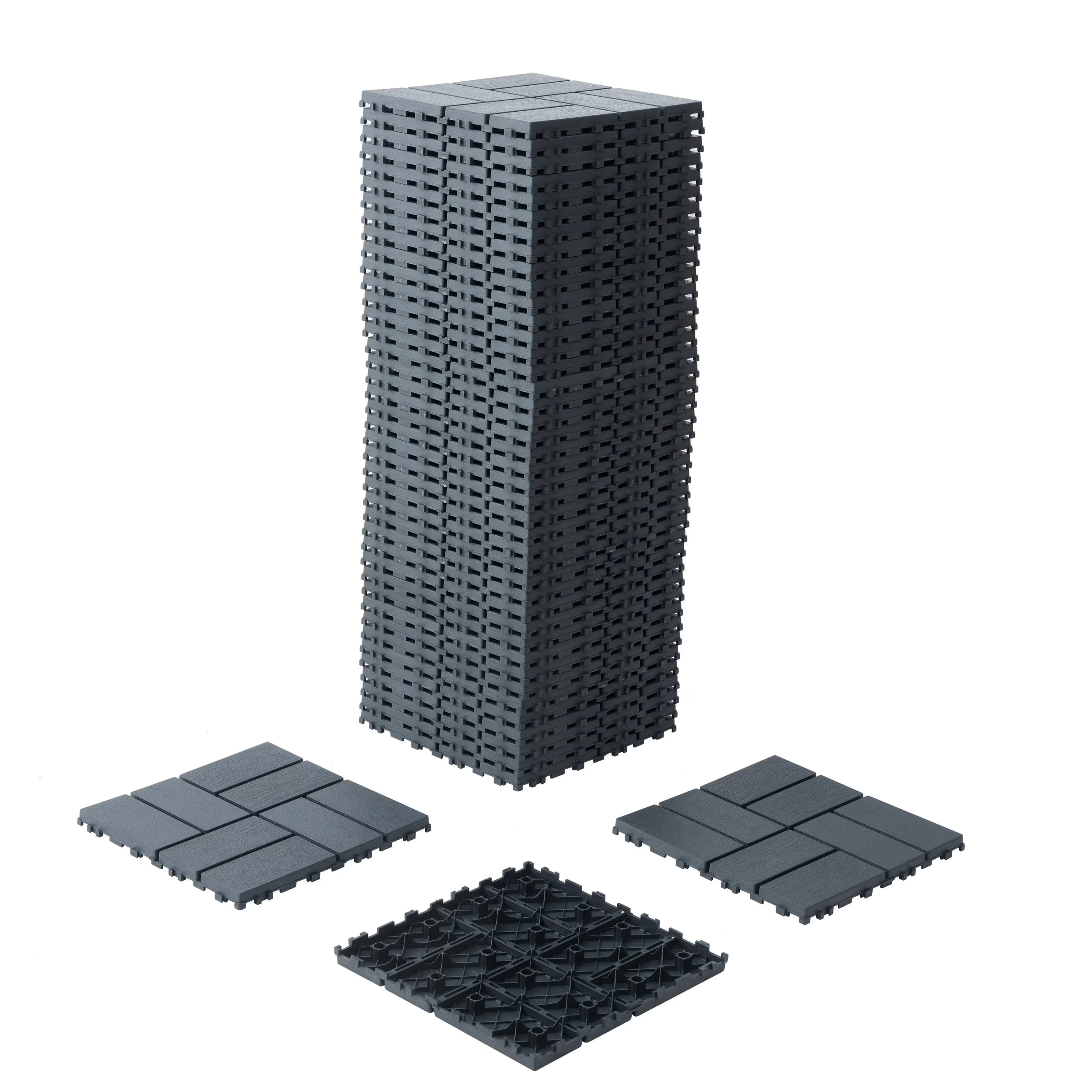Modern Grey Vinyl Flooring Vinyl Plank Flooring with Waterproof, Plastic Interlocking Deck Tiles, All-Weather Interlocking Floor... Model 054717