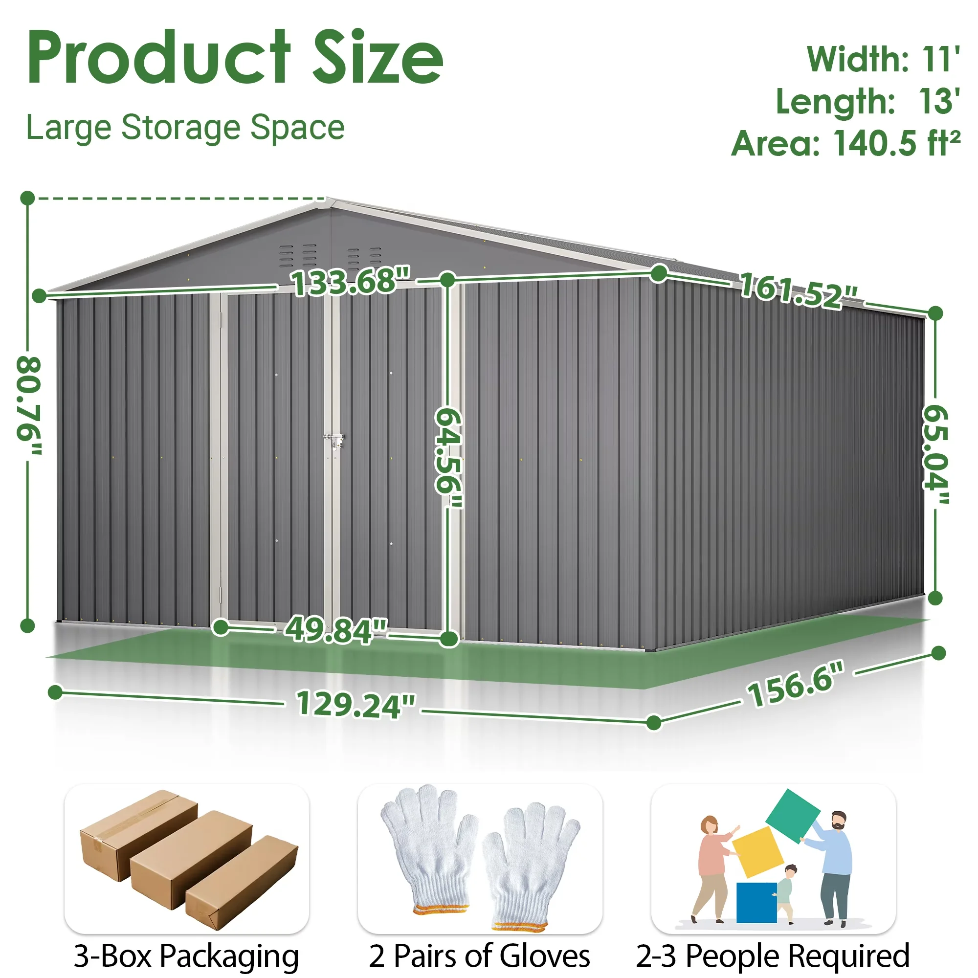 Essential Shed with Waterproof, Compatible With Padlock, Mildew Resistant - Steel Gray for Patio Model 9BCAD7