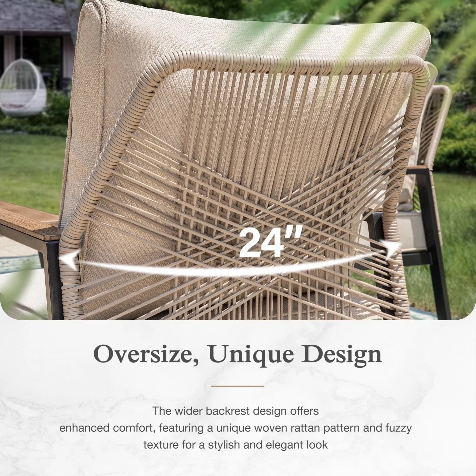 Durable Patio Conversation Set with Swivel Chairs, Beige - Metal, Sponge, Fabric Beige Model 2C0130