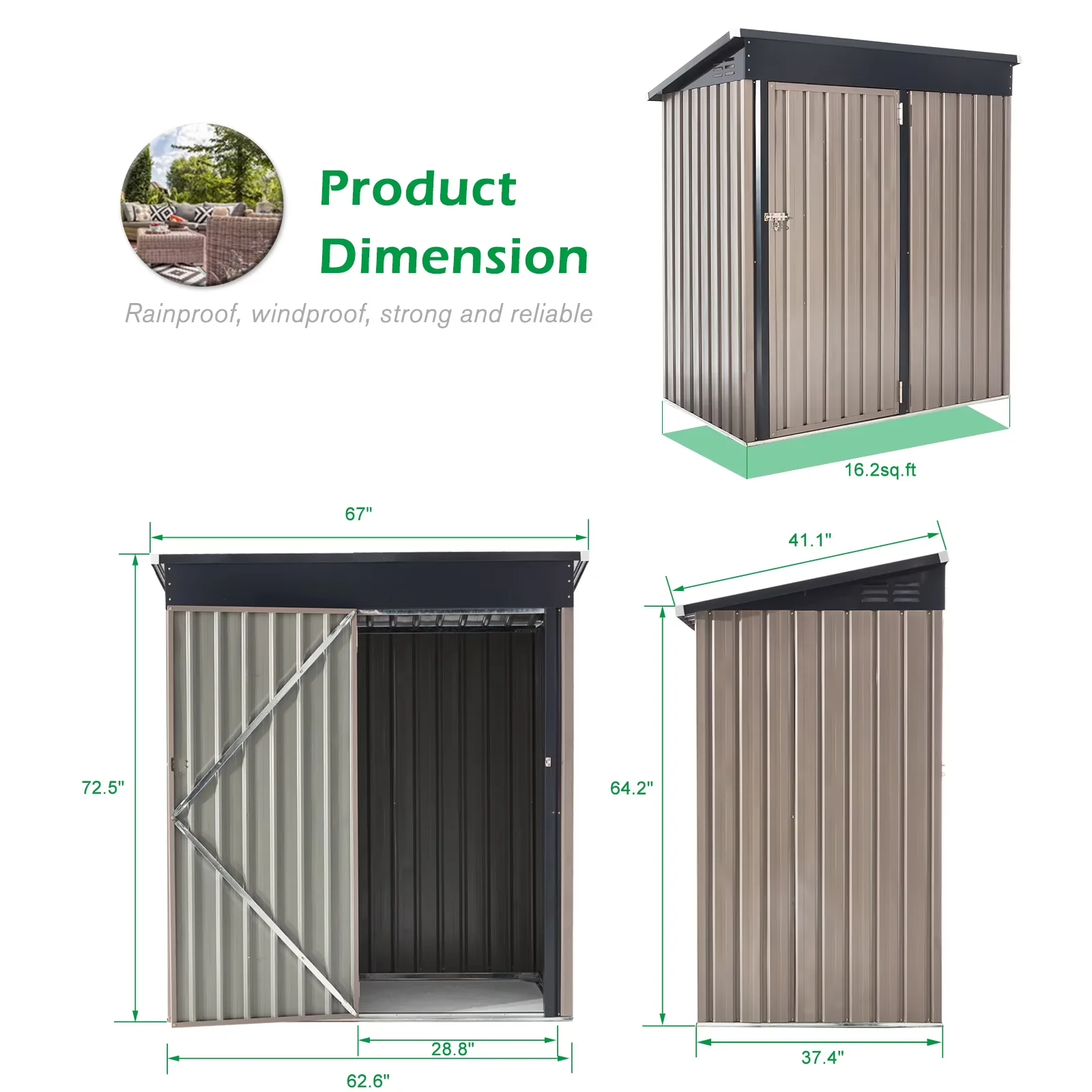 Versatile Shed with Weather-Resistant - Gray Metal Outdoor - Reliable Performance Model BDC656