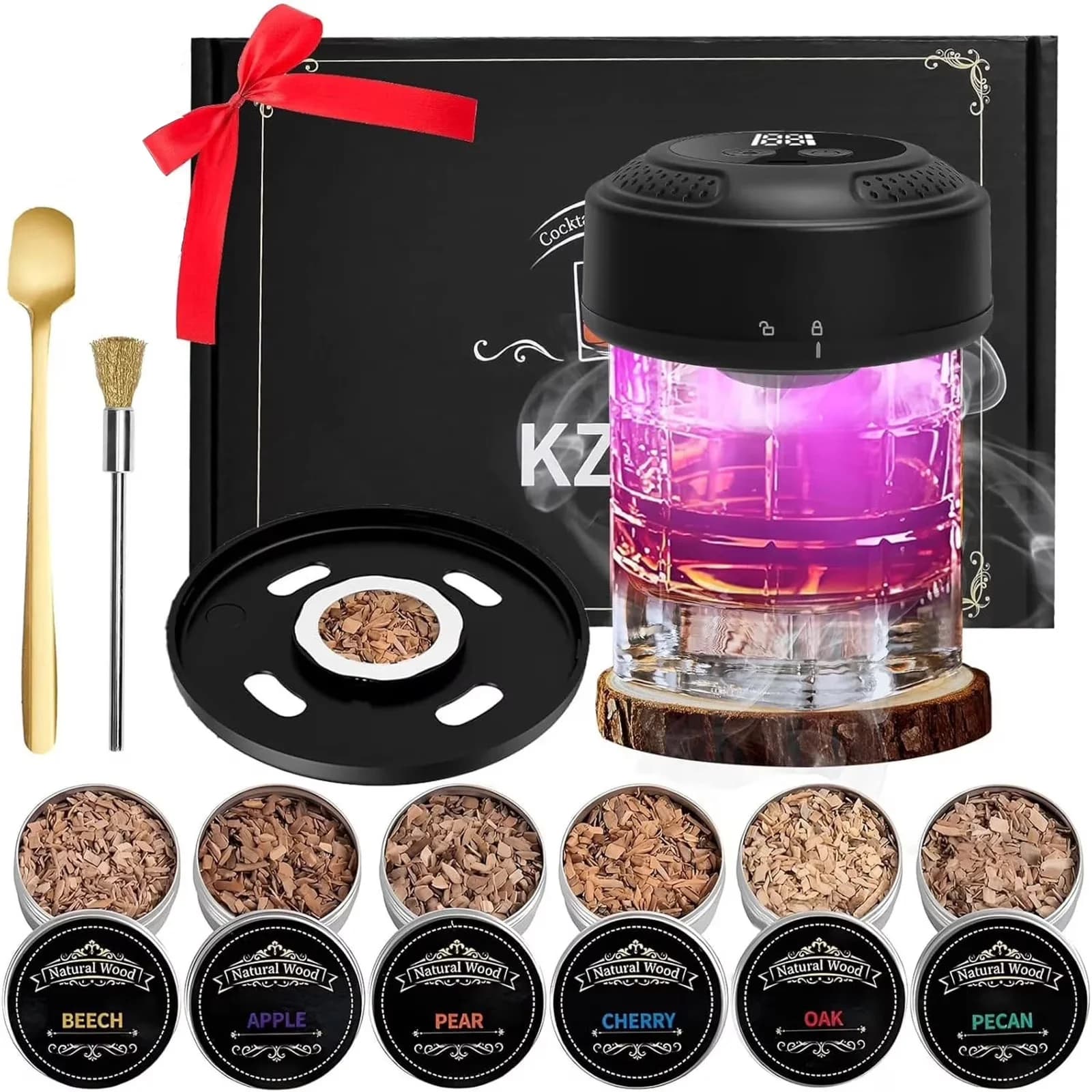 Smoker Reliable with LED, Electric Whiskey Kit - Plastic Black for Home, Party Model DD3C7A