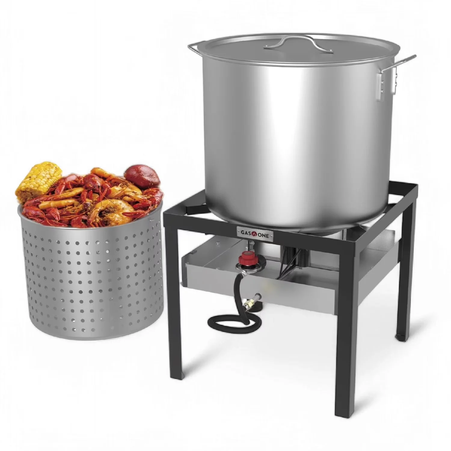 Compact Outdoor Fryer with Propane Regulator, 100Qt Pot, Basket - Aluminum Model 61DD26