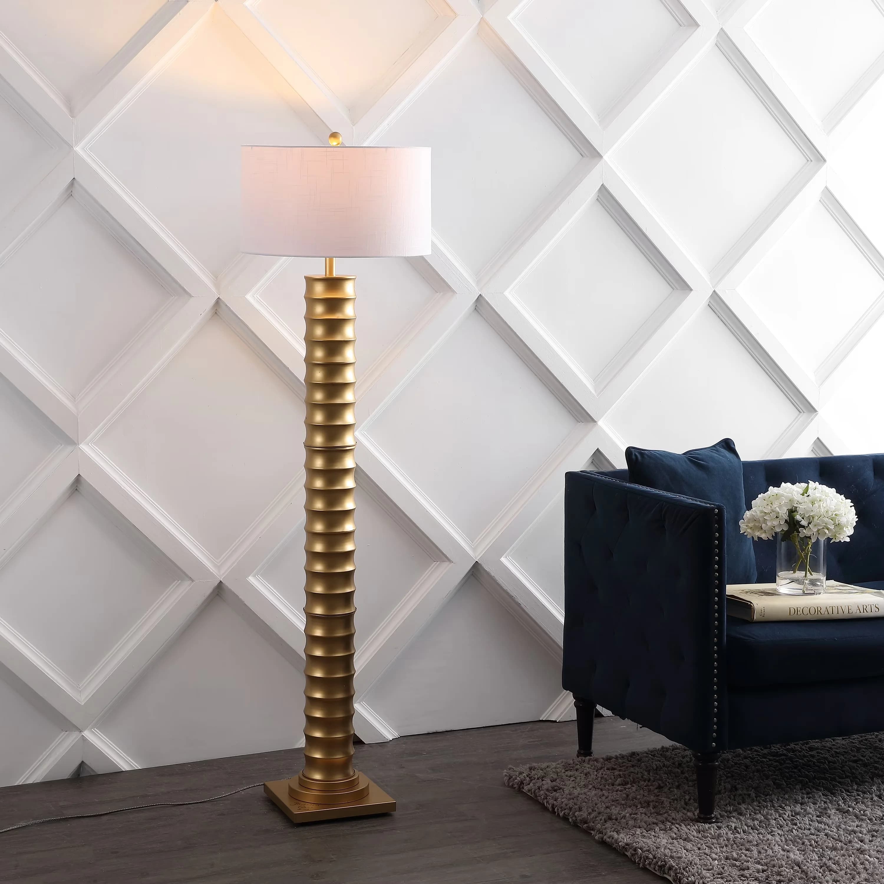 Sleek Floor Lamp with LED, Contemporary, Standard Lamps - Metal Gold JYL4032A Model ADF948